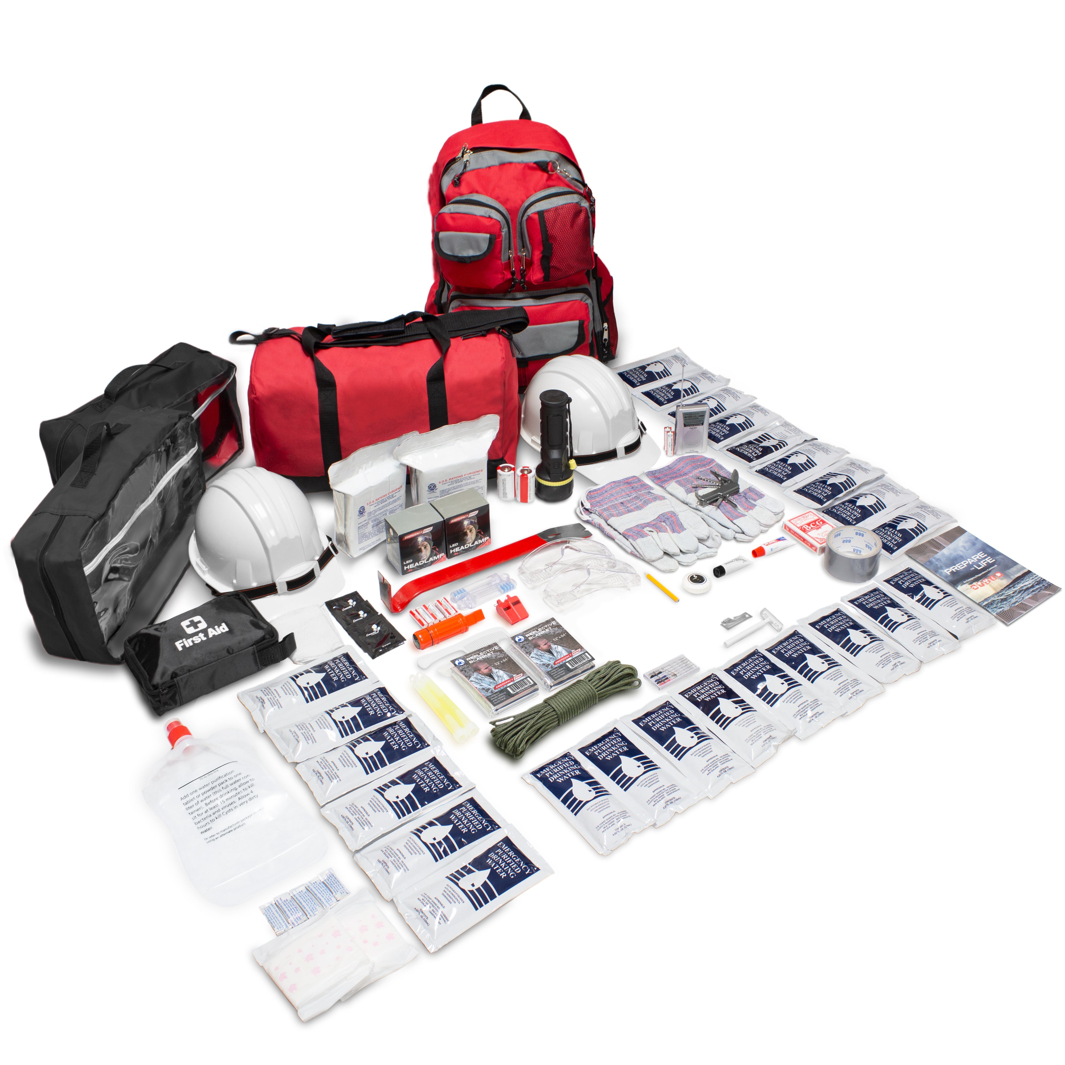 2 Person Deluxe Emergency Survival Kit - Earthquake Preparedness Supplies for Home, Car & Outdoor Adventures | Includes First Aid, Food, Water & Safety Gear