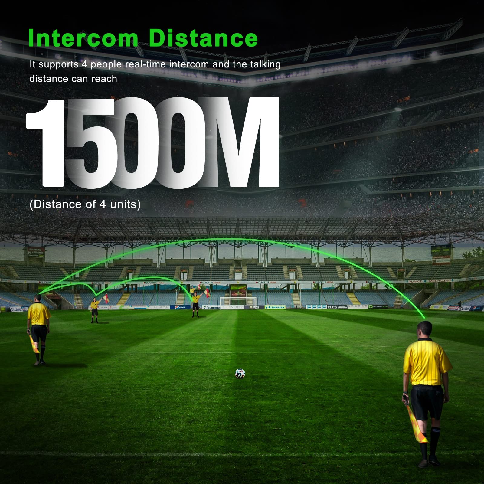 EJEAS FBIM Professional Referee Bluetooth Headset - 4-Way 1500M Communication System with Noise Cancelling, Waterproof & 850mAh Battery - Includes Armband for Football, Handball & Basketball Referees (2 Pack) - Perfect for Sports Officiating, Coaching & Team Communication