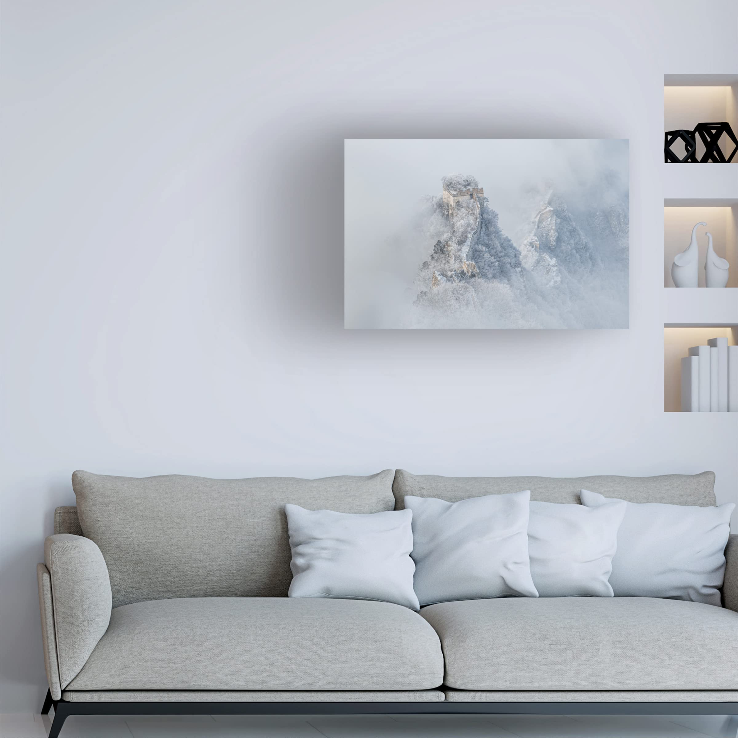 Trademark Fine Art 'Ice And Snow The Great Wall' Canvas Print by Simoon - Stunning Winter Landscape Wall Decor for Living Room, Office & Bedroom