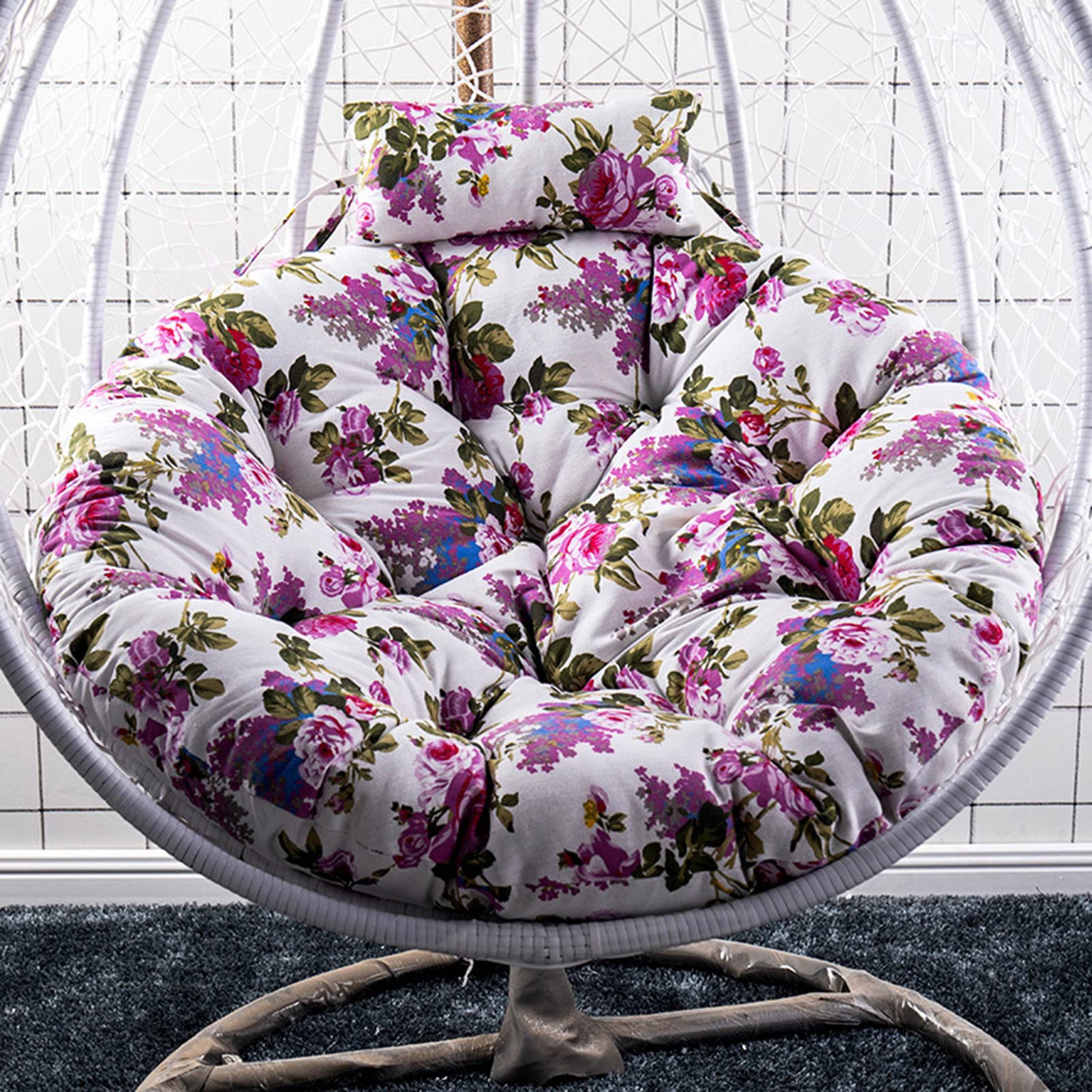 MHUQIA 120cm Hanging Chair Cushion - Waterproof Thickened Swing Seat Pad for Egg Chairs, Hammocks & Hanging Baskets - Machine Washable Replacement Cushion (Beige) - Perfect for Patio, Garden, Porch & Indoor Relaxation