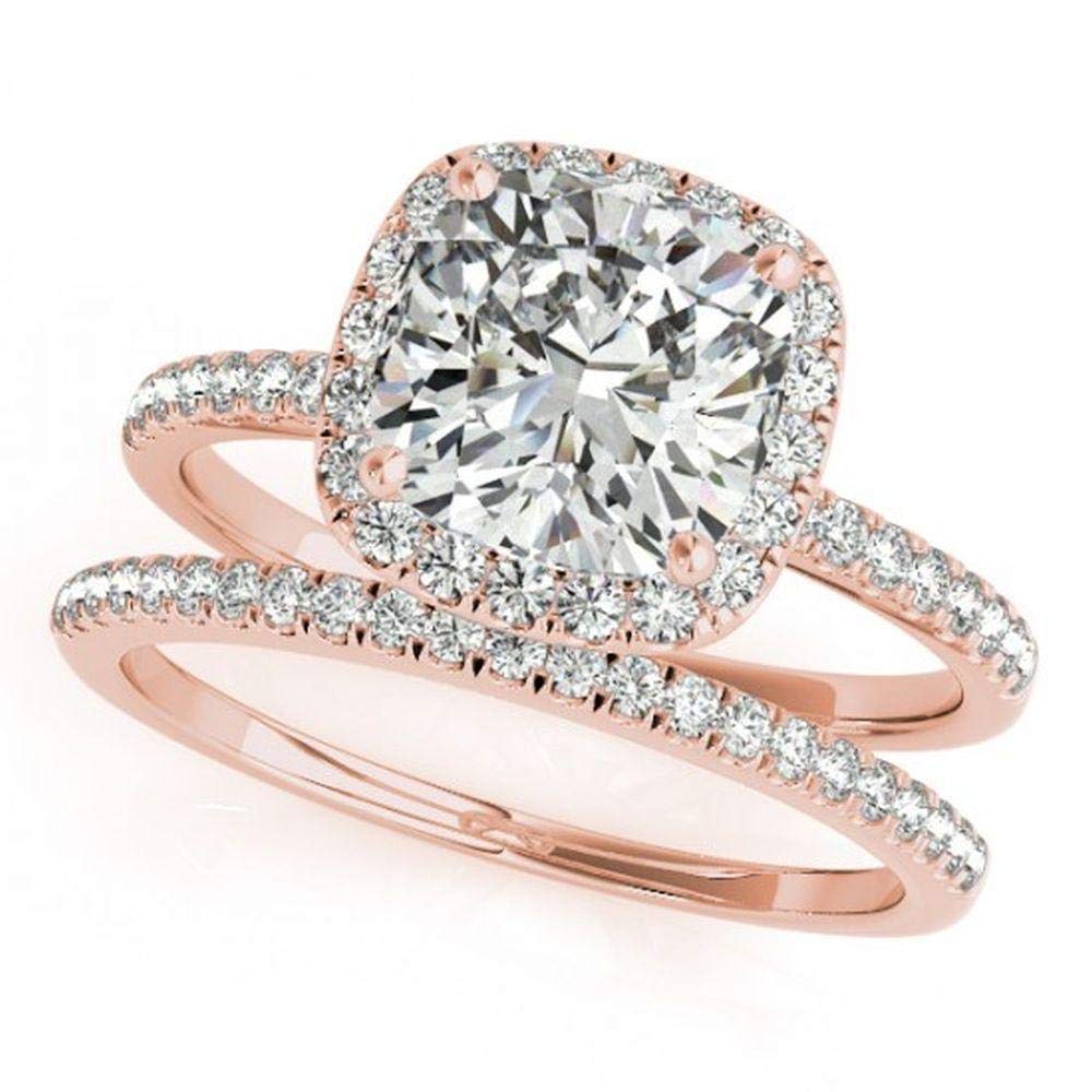 PVN Jewels 14K Rose Gold Halo Engagement Ring Set - Bridal Wedding Band & Anniversary Promise Ring for Women | Perfect for Proposals, Weddings, and Special Occasions
