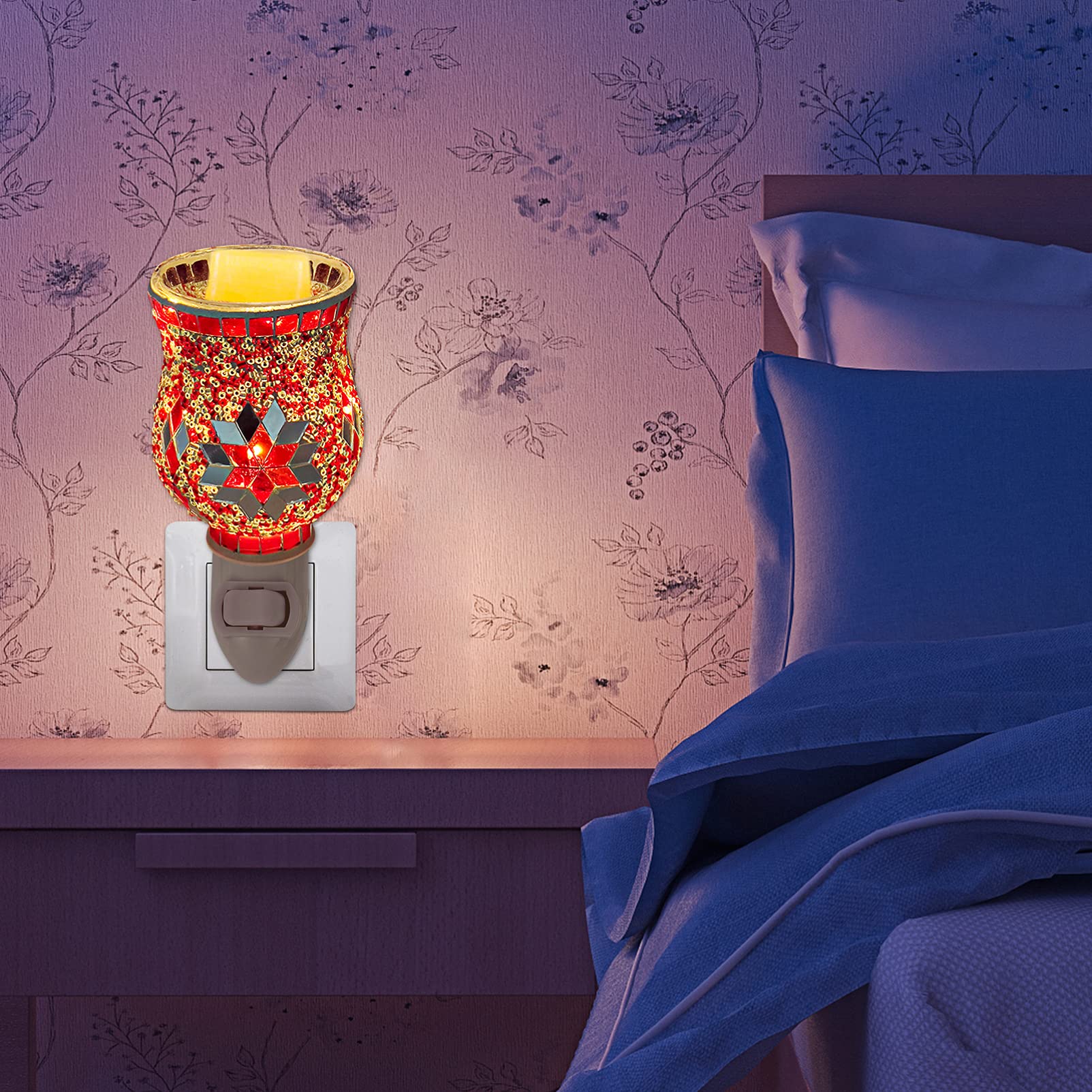 Uonlytech Electric Wax Melt Warmer - Mosaic Snowflake Night Light & Essential Oil Diffuser with US Plug - Perfect for Aromatherapy, Home Decor, and Relaxation