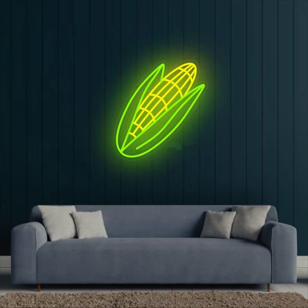 Corn Neon Sign - LED Wall Decor for Home, Game Room, Kitchen & Restaurant - 38cm Vegetable-Themed Lighting - Perfect for Farmhouse, Bar & Party Decorations