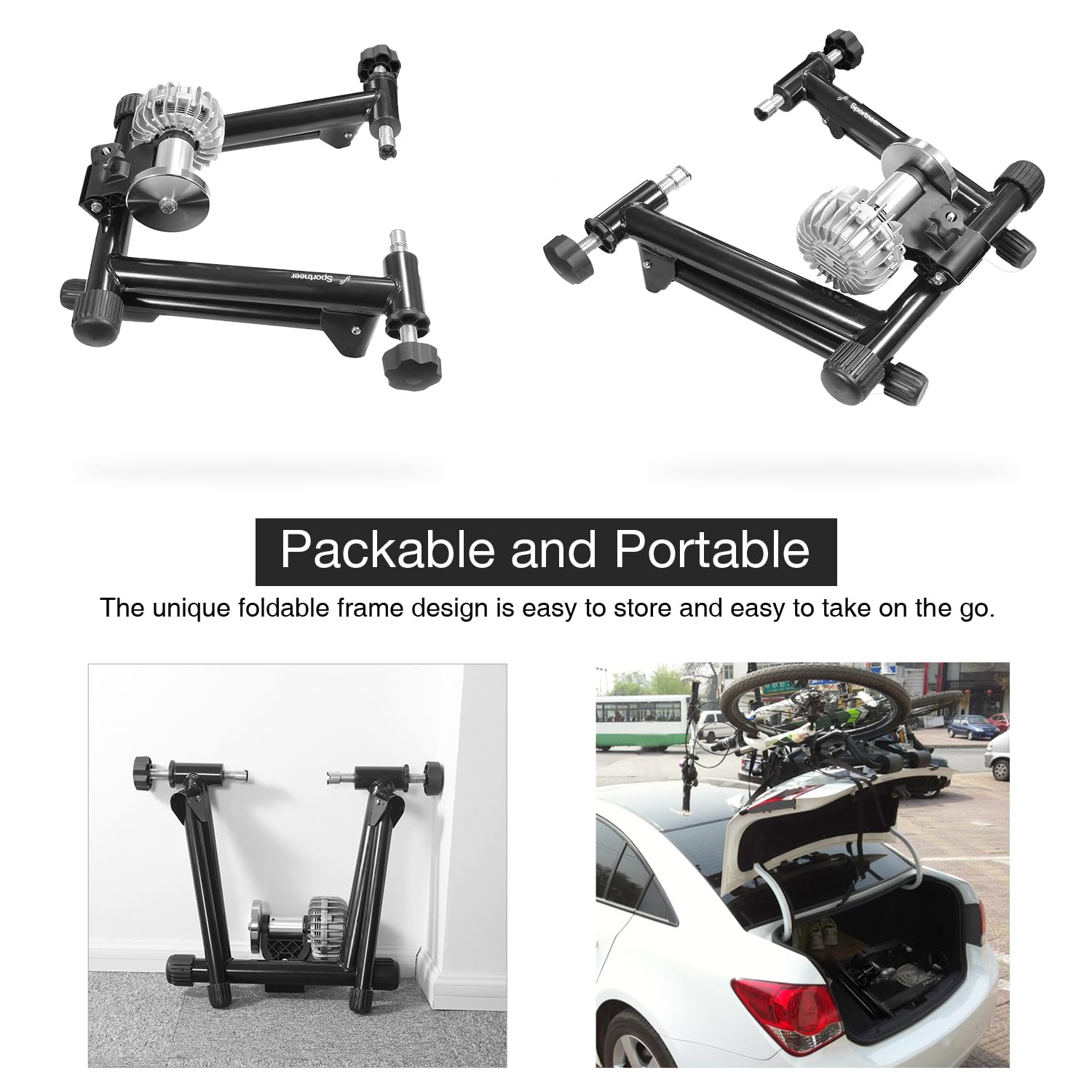Sportneer Fluid Bike Trainer Stand for Indoor Cycling - Auto Resistance Control for 26-29