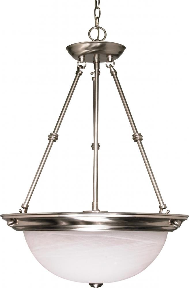 NUVO 60/204 Three Light Pendant with Brushed Nickel Finish and Alabaster Glass Shades - Modern Ceiling Light Fixture for Dining Room, Kitchen Island or Entryway Lighting