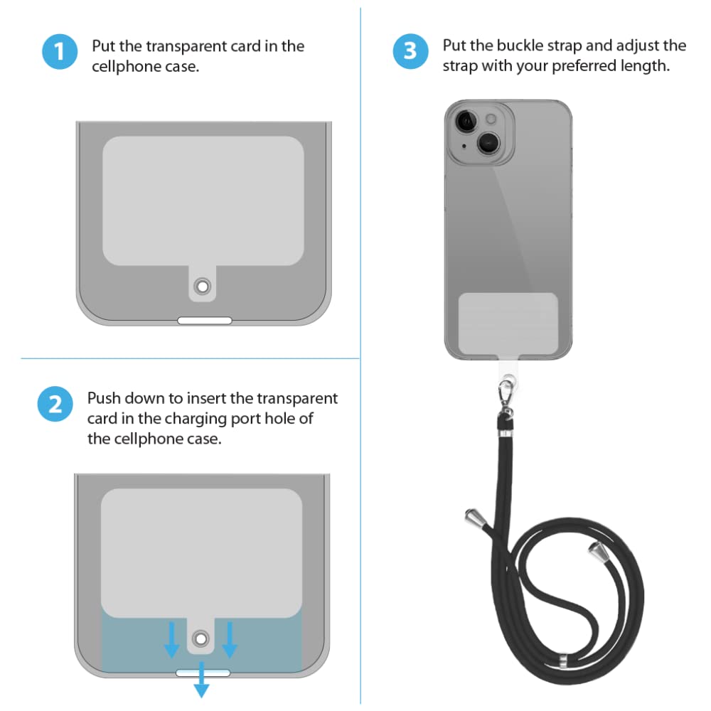 Universal Phone Lanyard Set - 5 Adjustable Nylon Neck Straps with Card Holders for Smartphones - Work & Travel Use