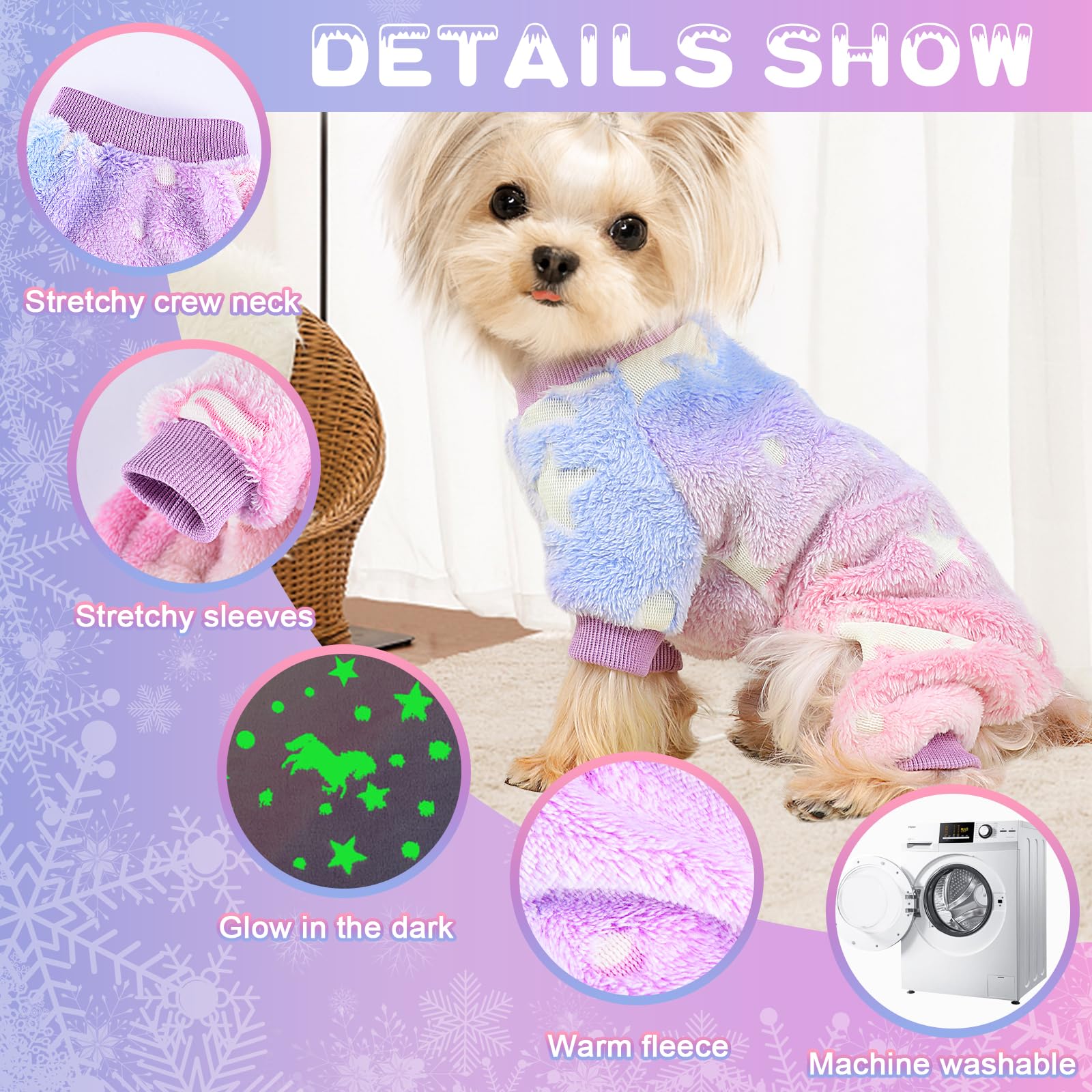 XXS Fleece Dog Sweater for Small Dogs - Winter Warm Pet Clothes with 4 Legs, Cozy Pajamas for Chihuahua & Yorkie, Pink Dog Apparel | Perfect for Indoor Lounging & Outdoor Winter Walks