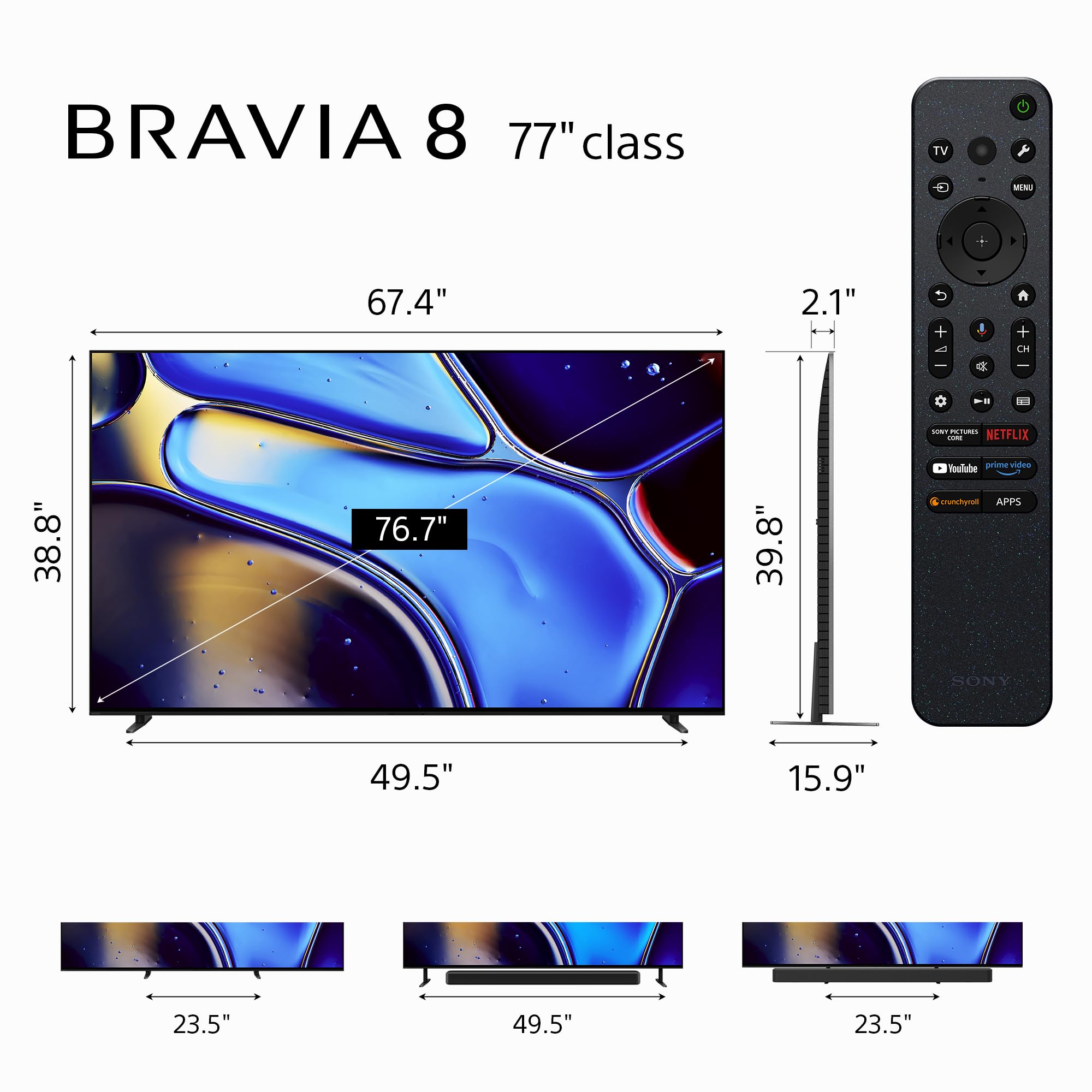 Sony 77 Inch OLED 4K Ultra HD Smart Google TV with Dolby Vision HDR - BRAVIA XR80 Series for PlayStation 5 Gaming & Home Theater (Model K-77XR80) | Perfect for Living Room Entertainment & Movie Nights