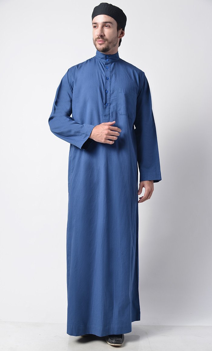 Premium Men's Traditional Thobe - Comfortable Cotton Islamic Robe for Prayer & Daily Wear - Perfect for Eid, Ramadan & Special Occasions