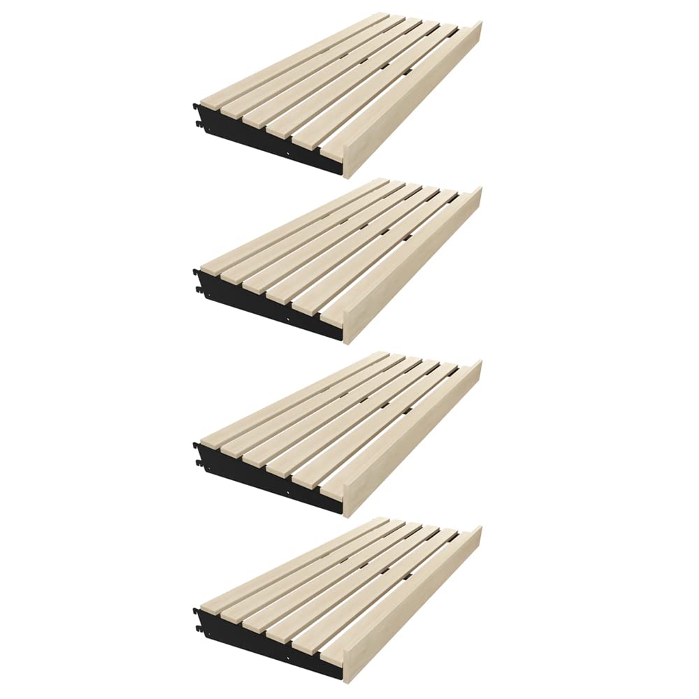 4 Pack Wooden Bread Bakery Display Shelf - Slatted Rack 16