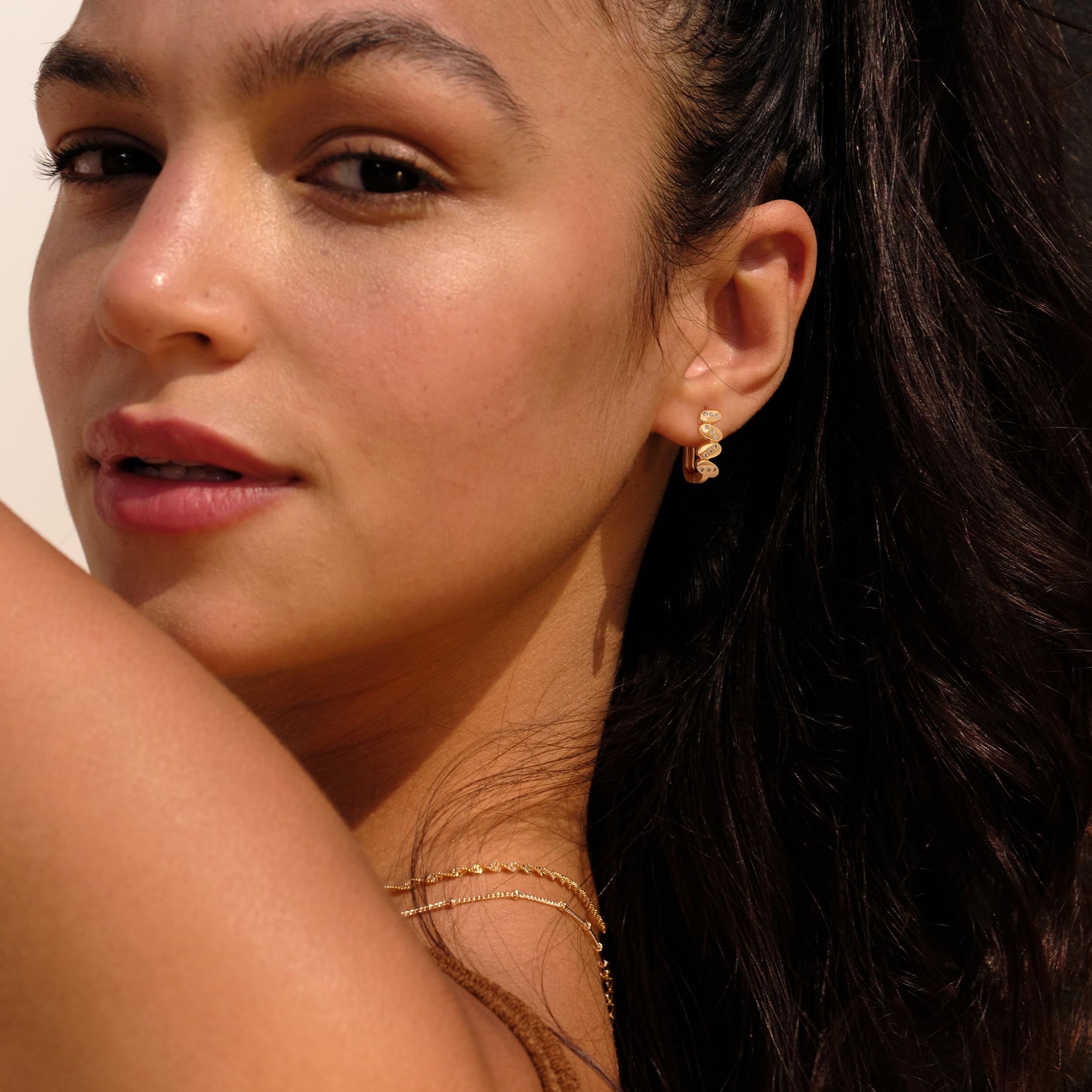 VACRONA 14k Gold Plated Cubic Zirconia Huggie Hoop Earrings - Tiny Lightweight Small Hoops for Women | Perfect for Everyday Wear, Office & Special Occasions
