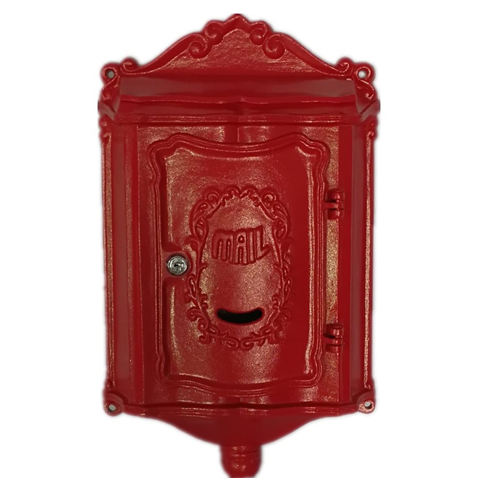 Vintage Red Metal Wall Mount Mailbox with Viewing Window - Large Outdoor Postal Storage Box for Letters, Magazines, Newspapers & Padded Mailers - Perfect for Home, Office & Garden Mail Organization
