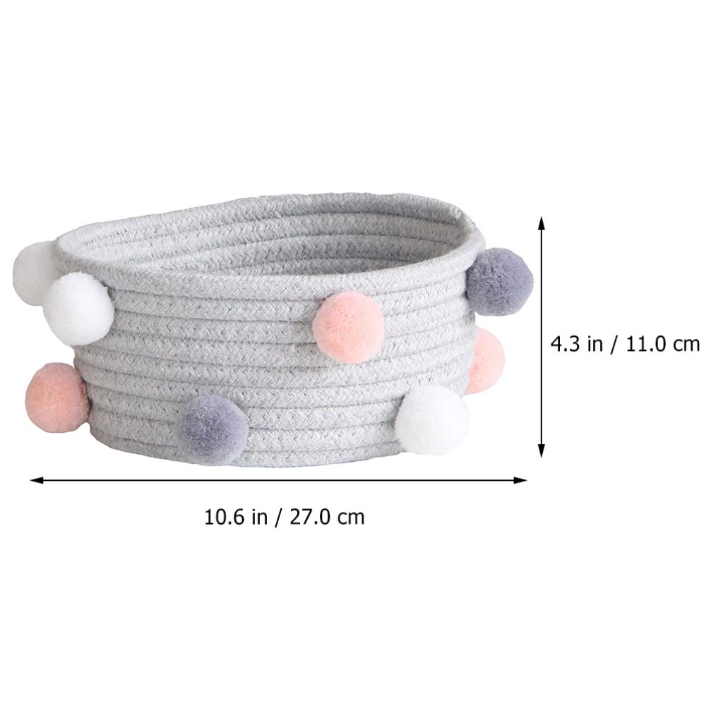 Hemoton 2-Pack Pom Pom Storage Baskets - Decorative Cotton Fabric Organizer Bin for Makeup, Baby Toys, Laundry & Nursery | Perfect for Bedroom, Bathroom & Playroom Organization