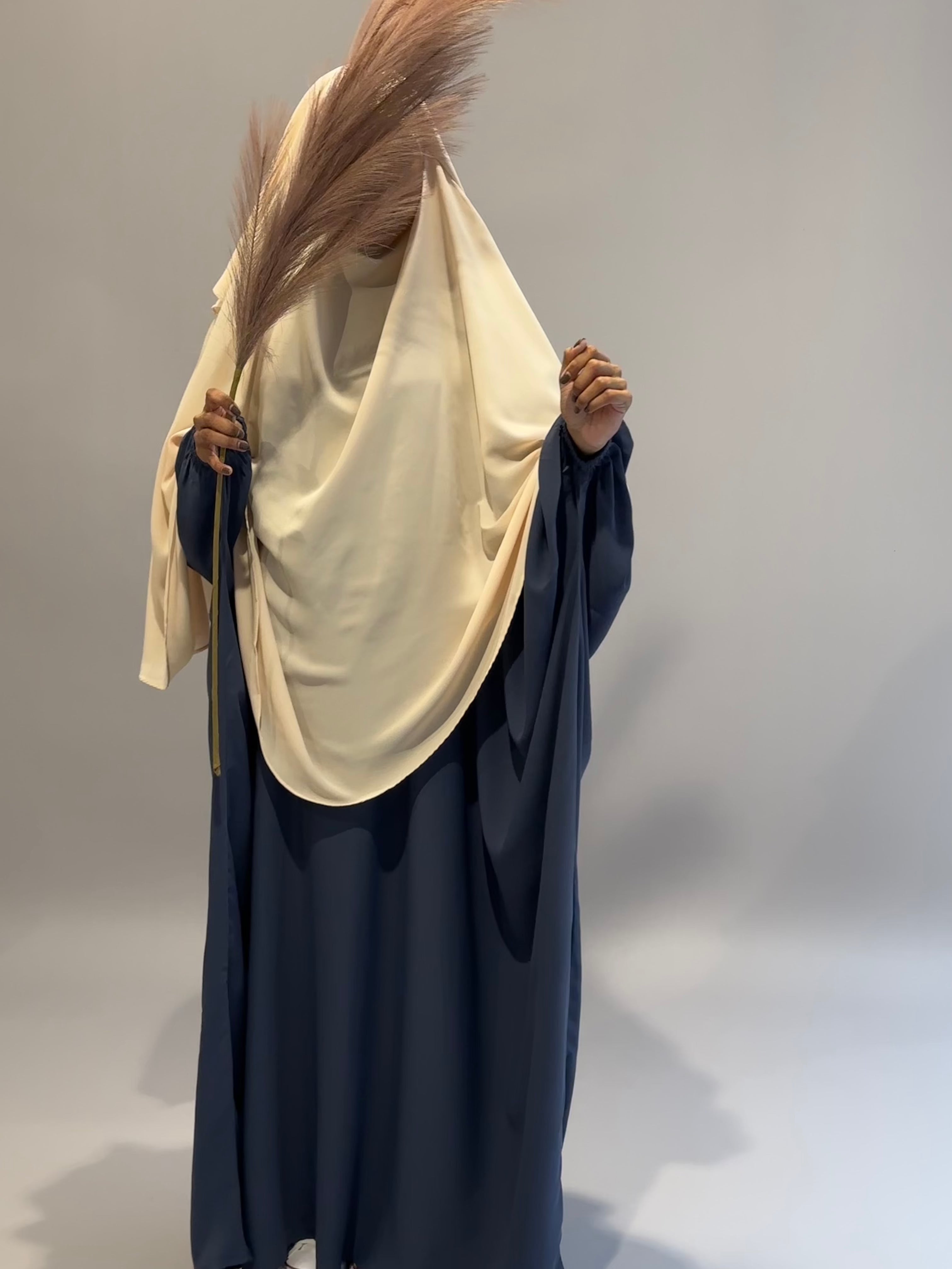 3 Layer Khimar Scarf - Modest Muslim Prayer Hijab - Beige Color for Women - Perfect for Daily Wear, Prayer, and Special Occasions