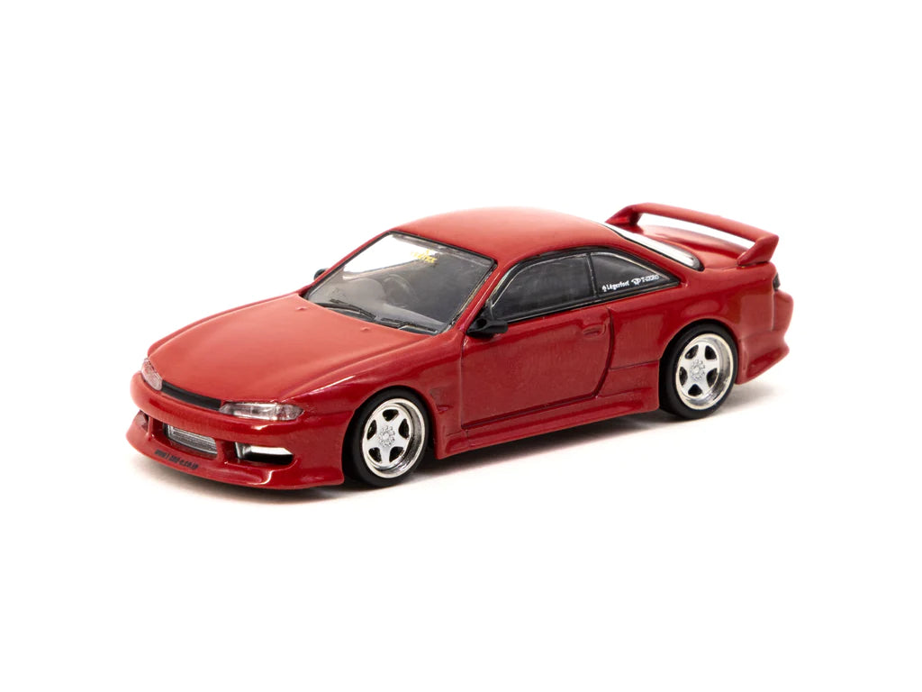 Tarmac Works 1:64 Scale Diecast Model Car - Nissan Silvia S14 Vertex Edition in Red Metallic - Collectible Miniature Vehicle for Display, Racing Games & Car Enthusiasts