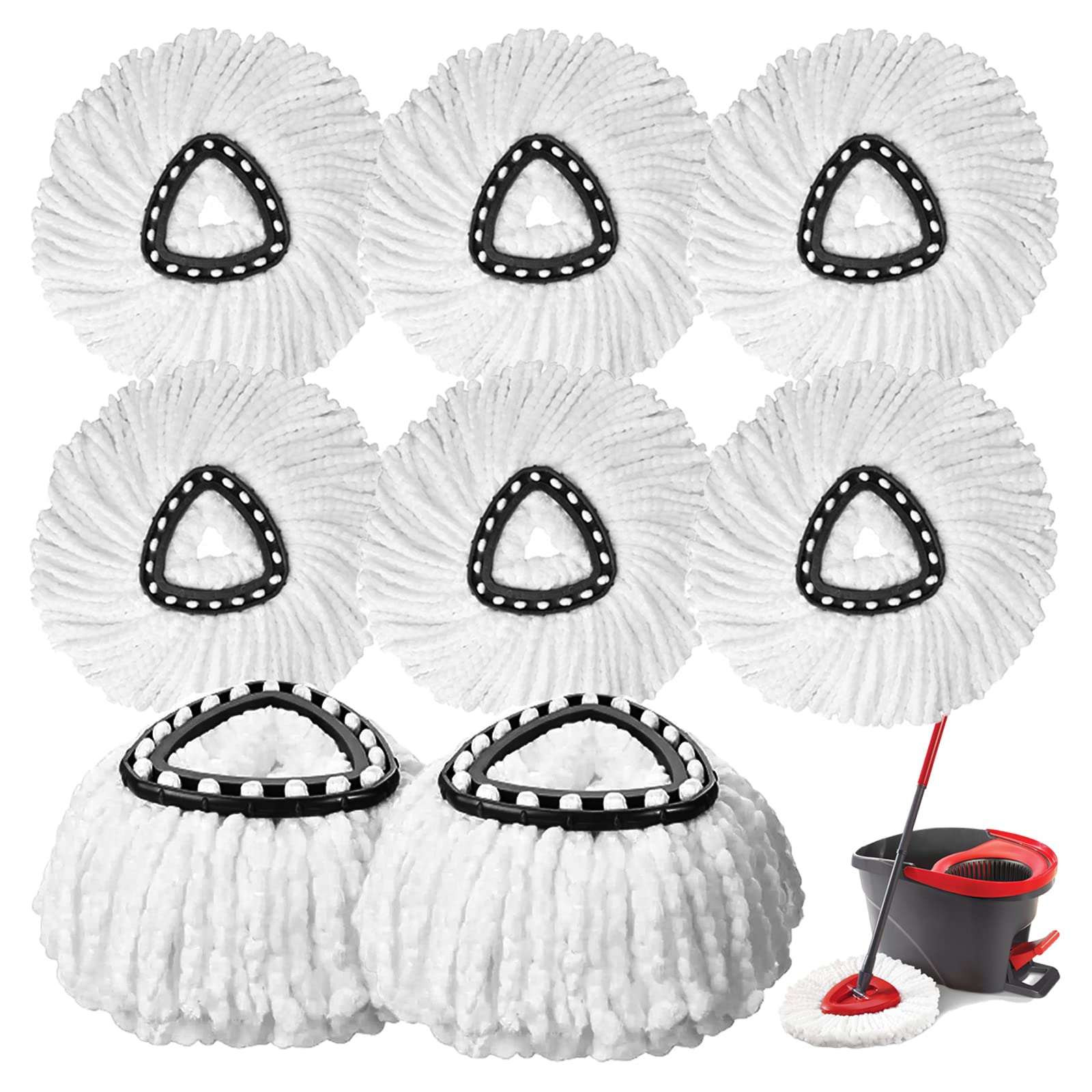 8-Pack Microfiber Spin Mop Replacement Heads - 360° Rotating Triangle Mop Pads Compatible with Most Spin Mops | Ultra-Absorbent & Reusable for Hardwood, Tile & Laminate Floors | Perfect for Kitchen, Bathroom & Household Cleaning