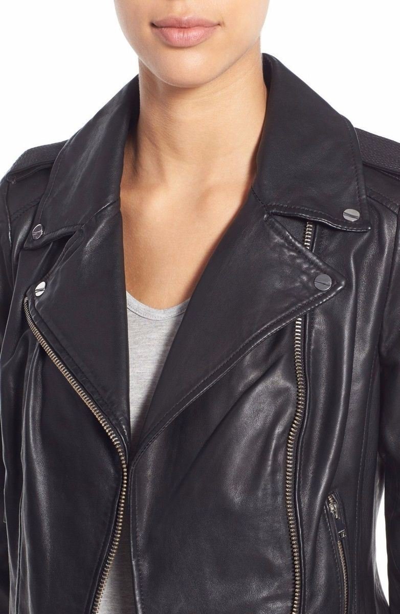 D DOLLY LAMB Women's Lambskin Leather Bomber Jacket - Soft Genuine Leather Biker Jacket for Women, Stylish Outerwear for Motorcycle Riding, Night Out & Casual Wear