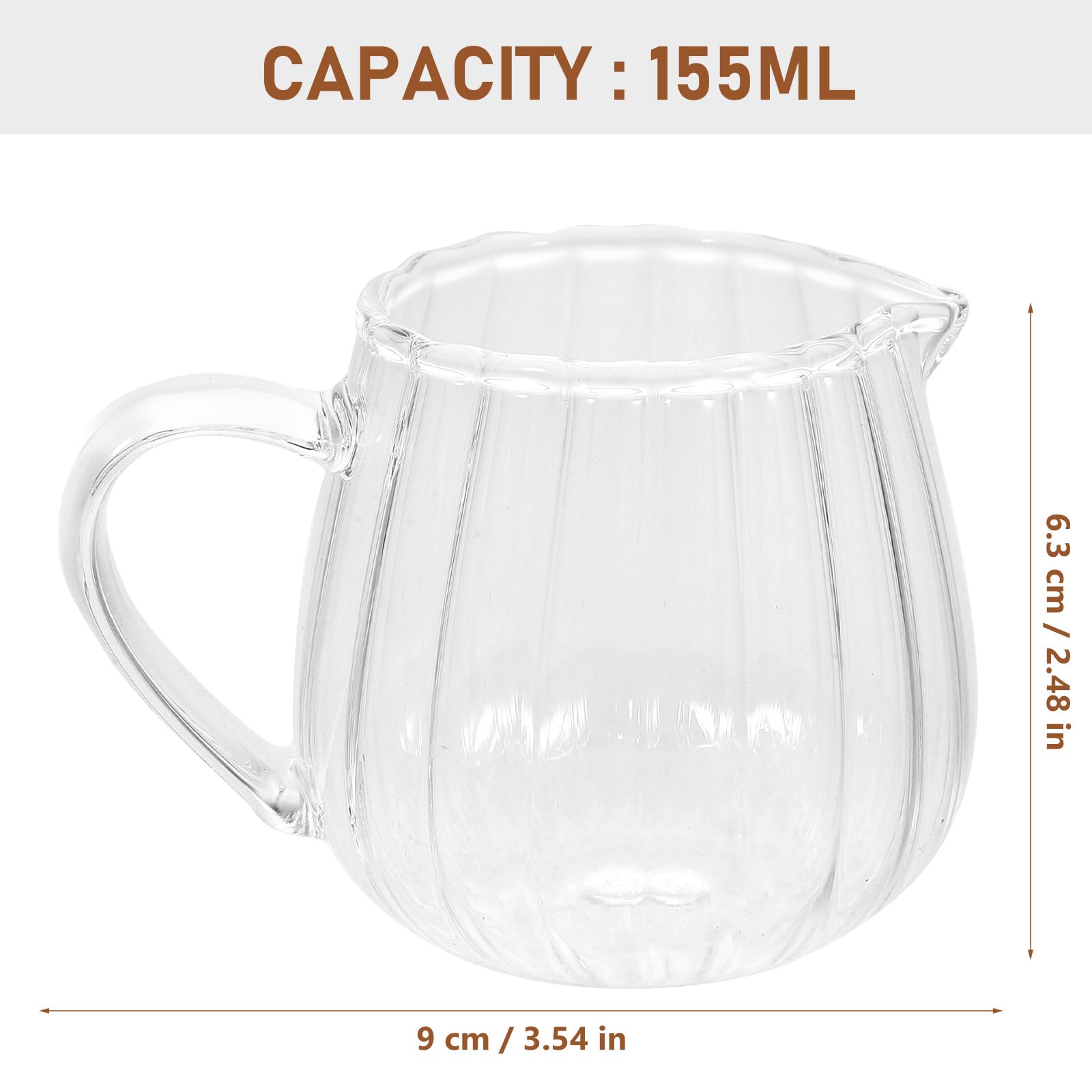 Elegant Wave-Shaped Crystal Glass Creamer Pitcher with Handle - 155ml/5oz Kitchen Milk Jug for Coffee, Tea, Sauce & Cream Serving | Perfect for Breakfast, Afternoon Tea & Entertaining Guests