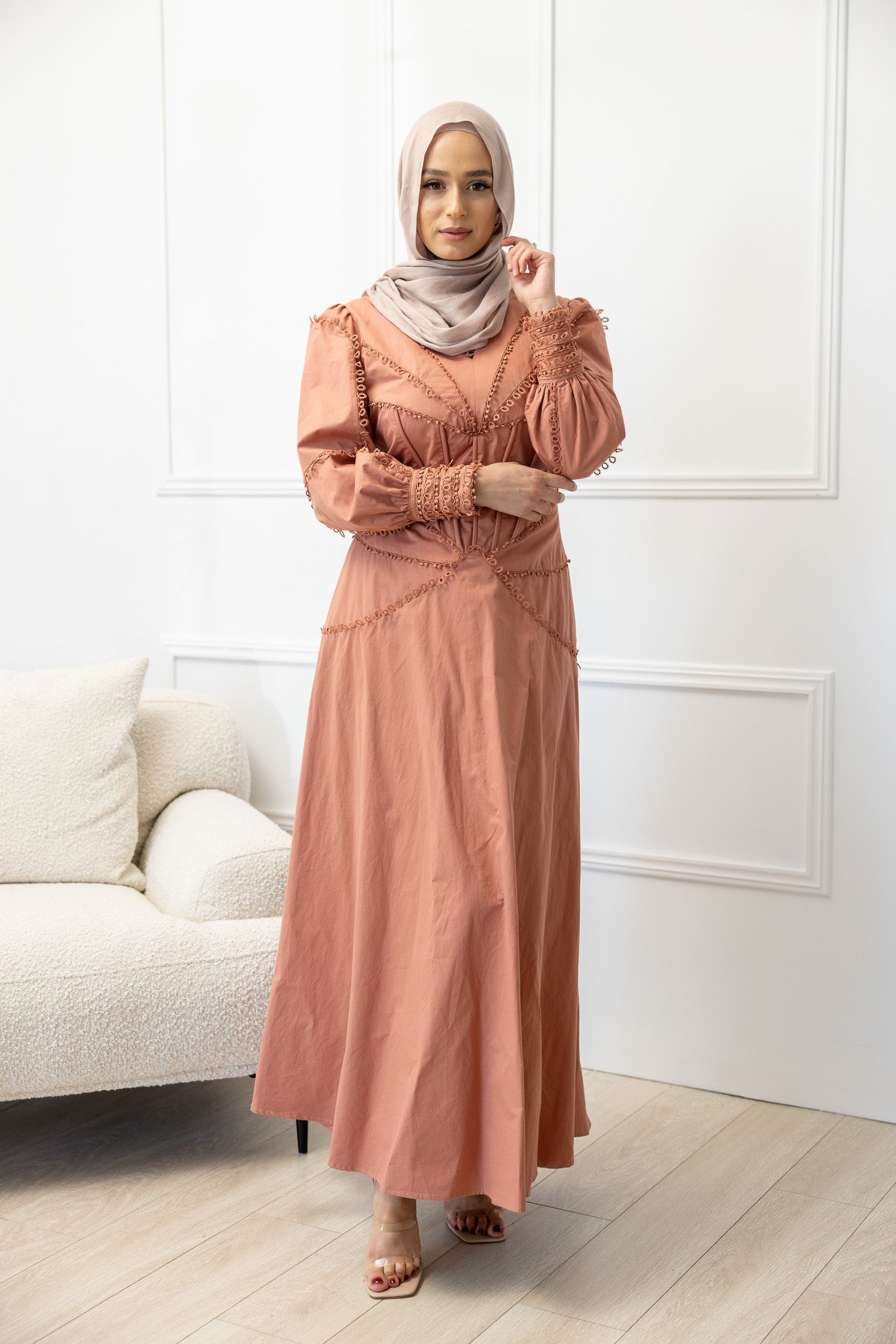 Elegant The Crescent Zelia Lace Detailed Dress for Women - Perfect for Weddings, Parties & Special Occasions