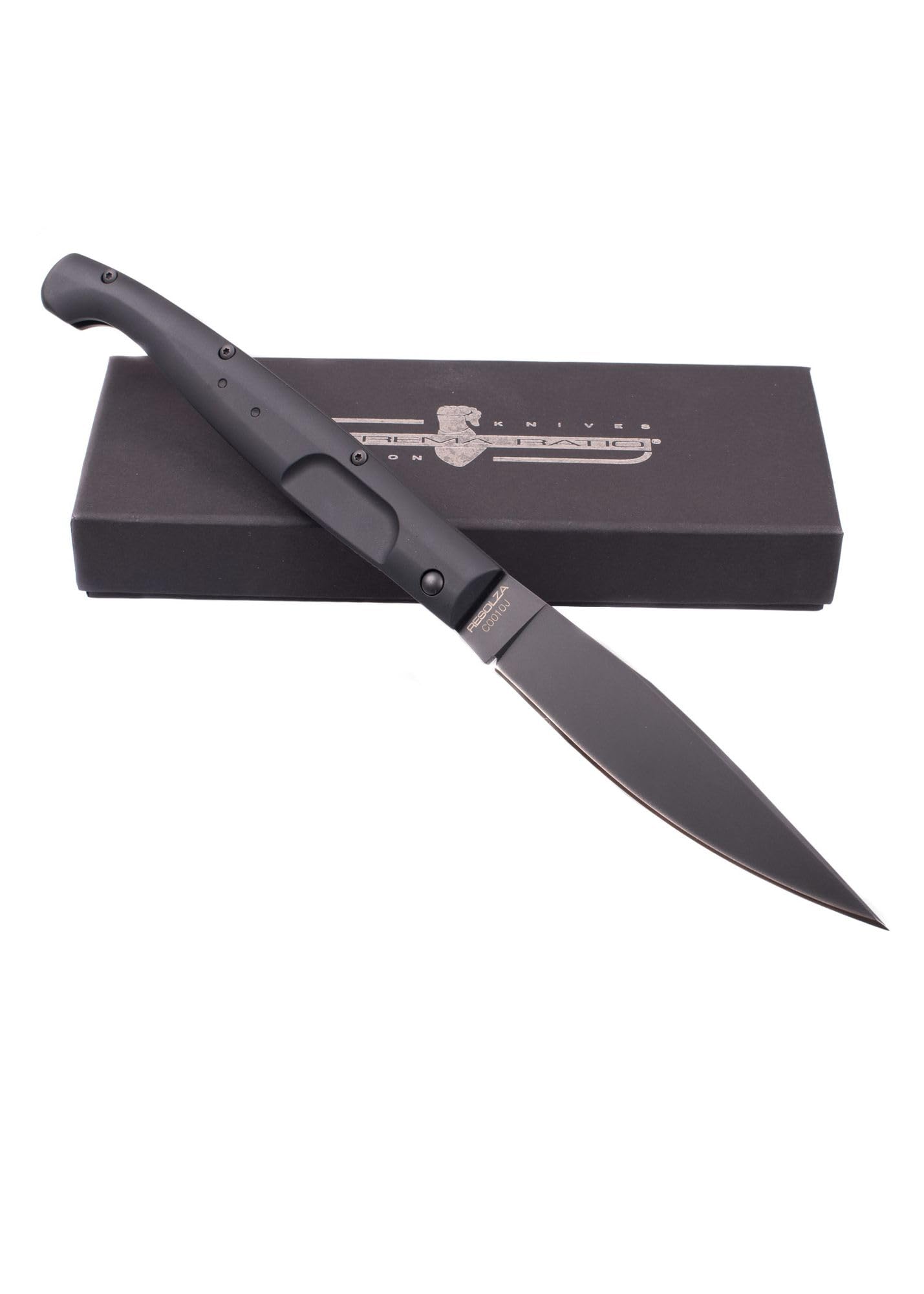 Extrema Ratio RESOLZA Tactical Folding Knife - Black Blade with Stainless Steel Handle for Outdoor Camping, Hunting & Survival Gear | Compact & Durable EDC Pocket Knife