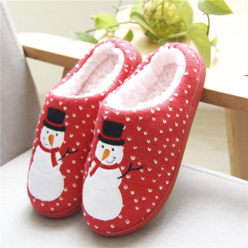 Cozy Kawaii Snowman Indoor Slippers for Women - Soft Winter House Shoes with Non-Slip Sole - Perfect for Home, Lounge & Christmas Gift