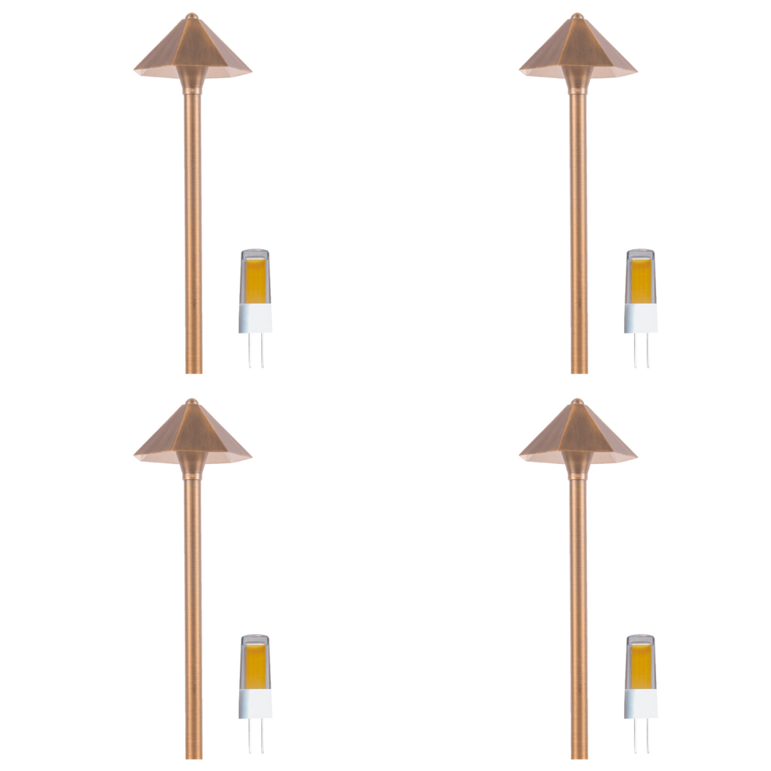 PLB11 4x/8x/12x Brass LED Pathway Lights - 3W 3000K Low Voltage Outdoor Landscape Lighting for Garden, Walkway, and Driveway Illumination