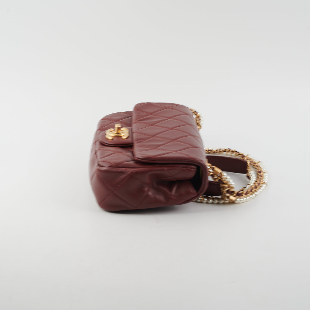 Chanel Quilted Crystal Pearls Flap Bag in Burgundy - Luxury Crossbody Purse for Women, Perfect for Parties, Weddings & Evening Events