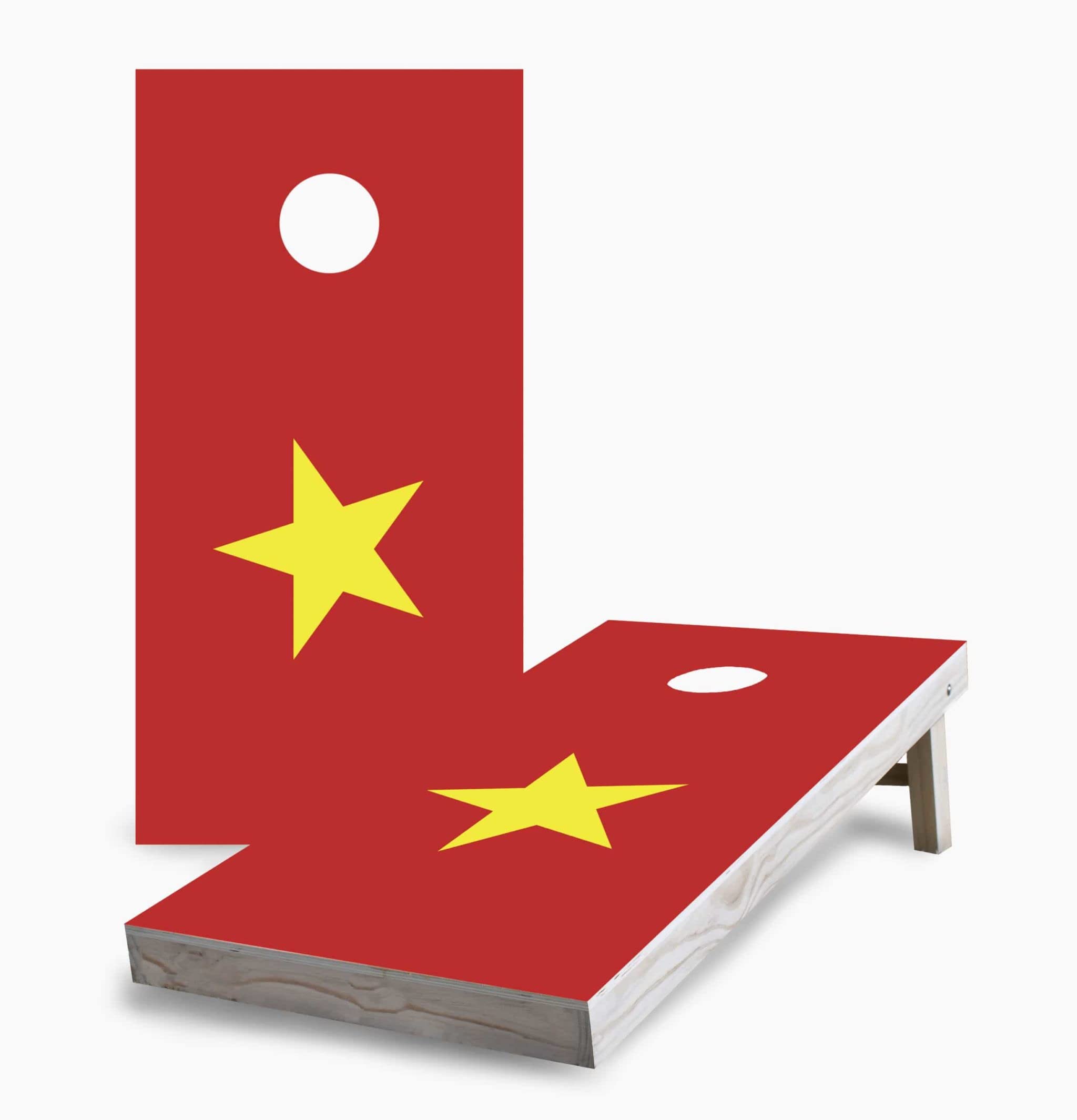 Vietnamese Flag Cornhole Game Set with 2 Boards & 8 Bags - Outdoor Lawn Party Toss Game for Backyard BBQ, Tailgating, and Family Gatherings