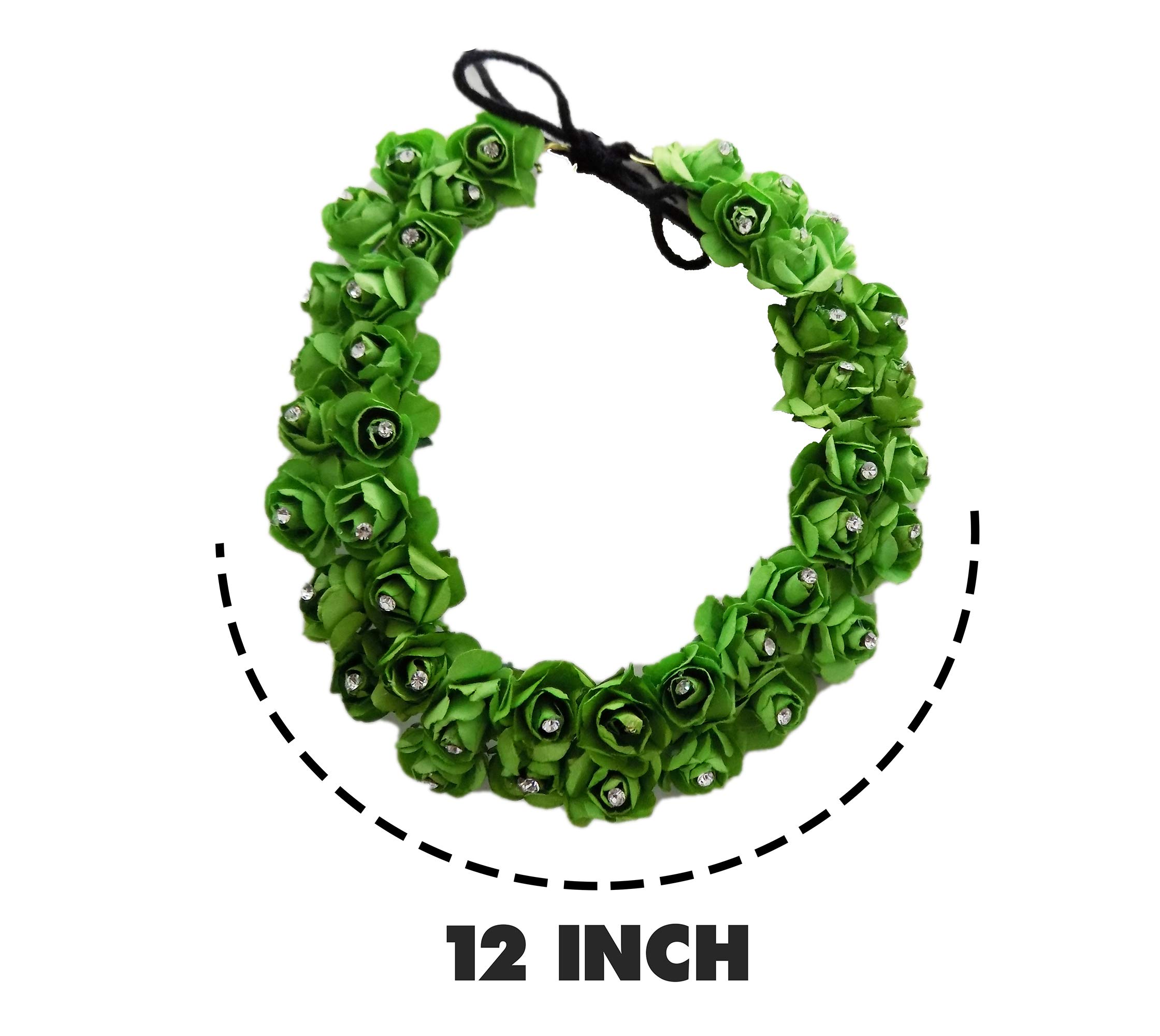 Confidence Gajra Hair Flowers for Women - Green Floral Hair Accessories for Weddings, Parties & Festivals