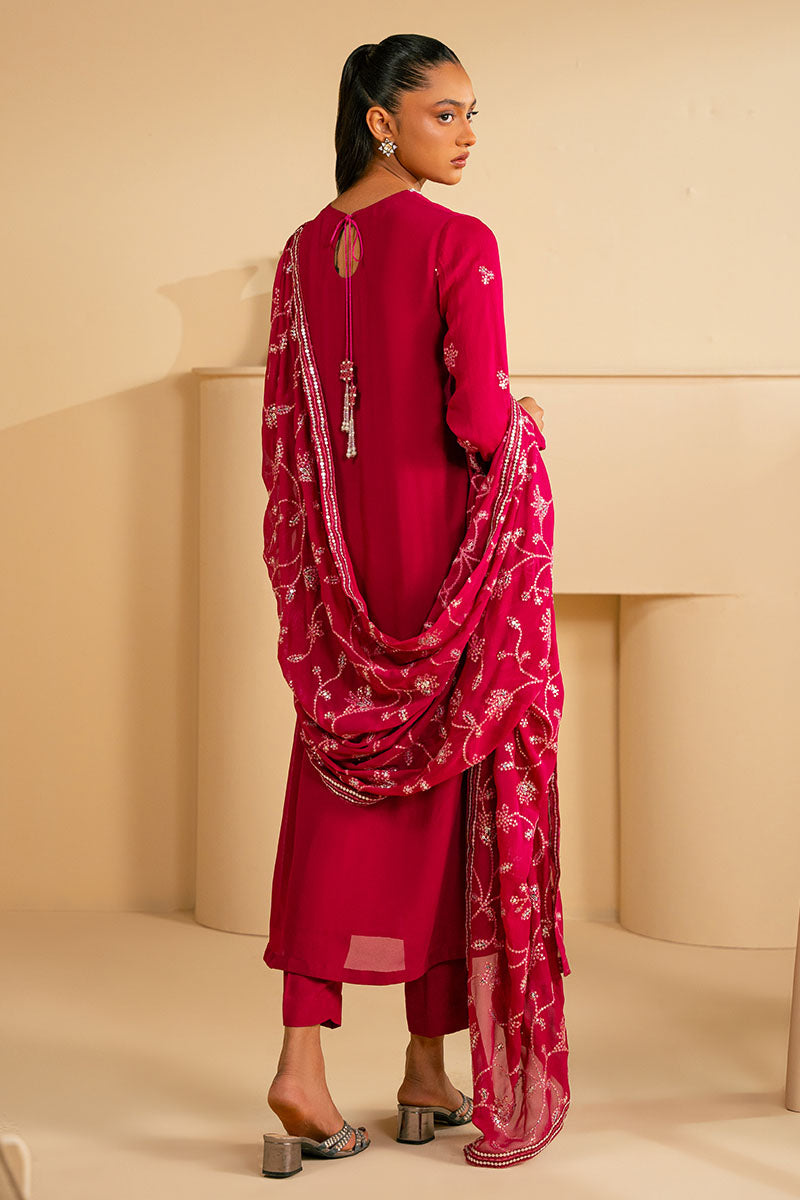 MAGENTA BLOOM 3-Piece Women's Ethnic Outfit Set (Shirt, Pants & Dupatta) - Traditional Indian Kurti Pajama Suit for Festivals, Weddings & Special Occasions