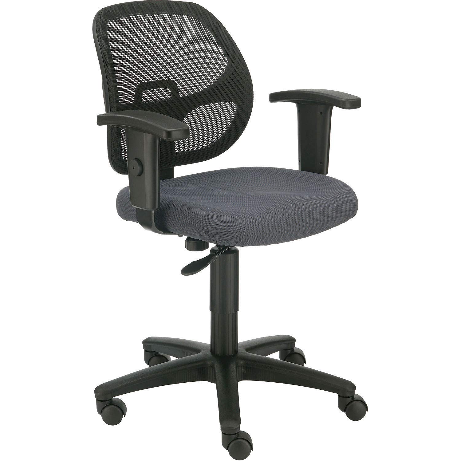 Ergonomic Mesh Back Office Chair with Arms - Breathable Fabric, Adjustable Height & Lumbar Support - Comfortable Gray Desk Chair for Home Office, Conference Room & Workspace