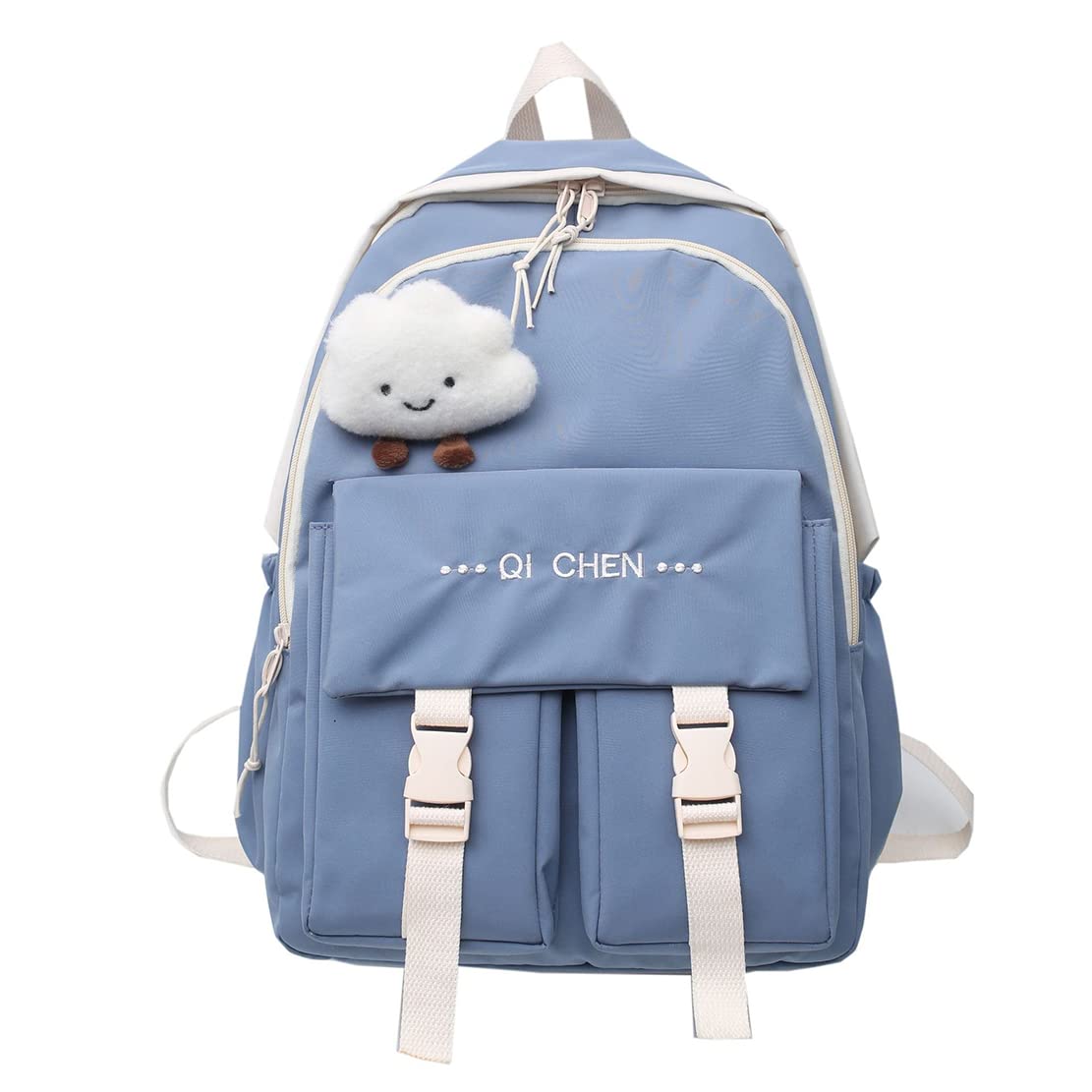 **Cute Kawaii Backpack with Cloud Accessories - Aesthetic School Backpack for Girls | Perfect for School, Travel & Everyday Use**