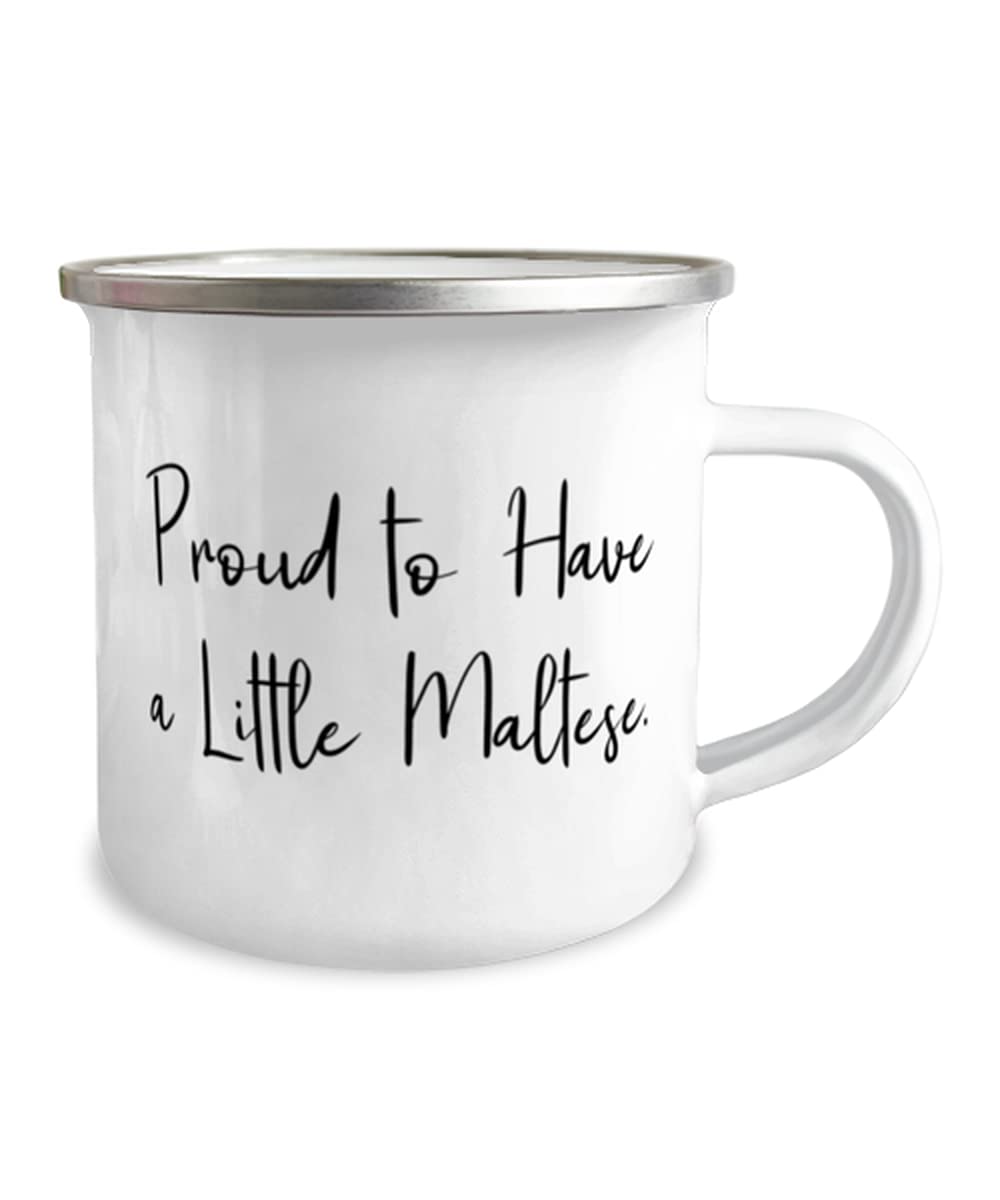 Funny Maltese Dog 12oz Camping Mug - Perfect Gift for Maltese Lovers & Dog Owners - Cute Coffee Cup for Camping, Office & Home Use