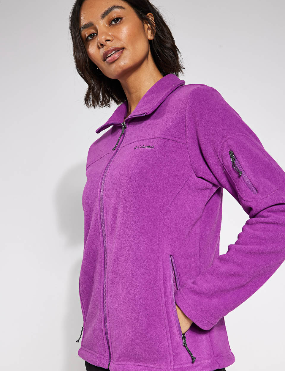 Fast Trek II Fleece Jacket for Men & Women - Lightweight Warm Winter Coat, Windproof Outdoor Jacket with Zipper Pockets - Perfect for Hiking, Camping & Casual Wear (Razzle)