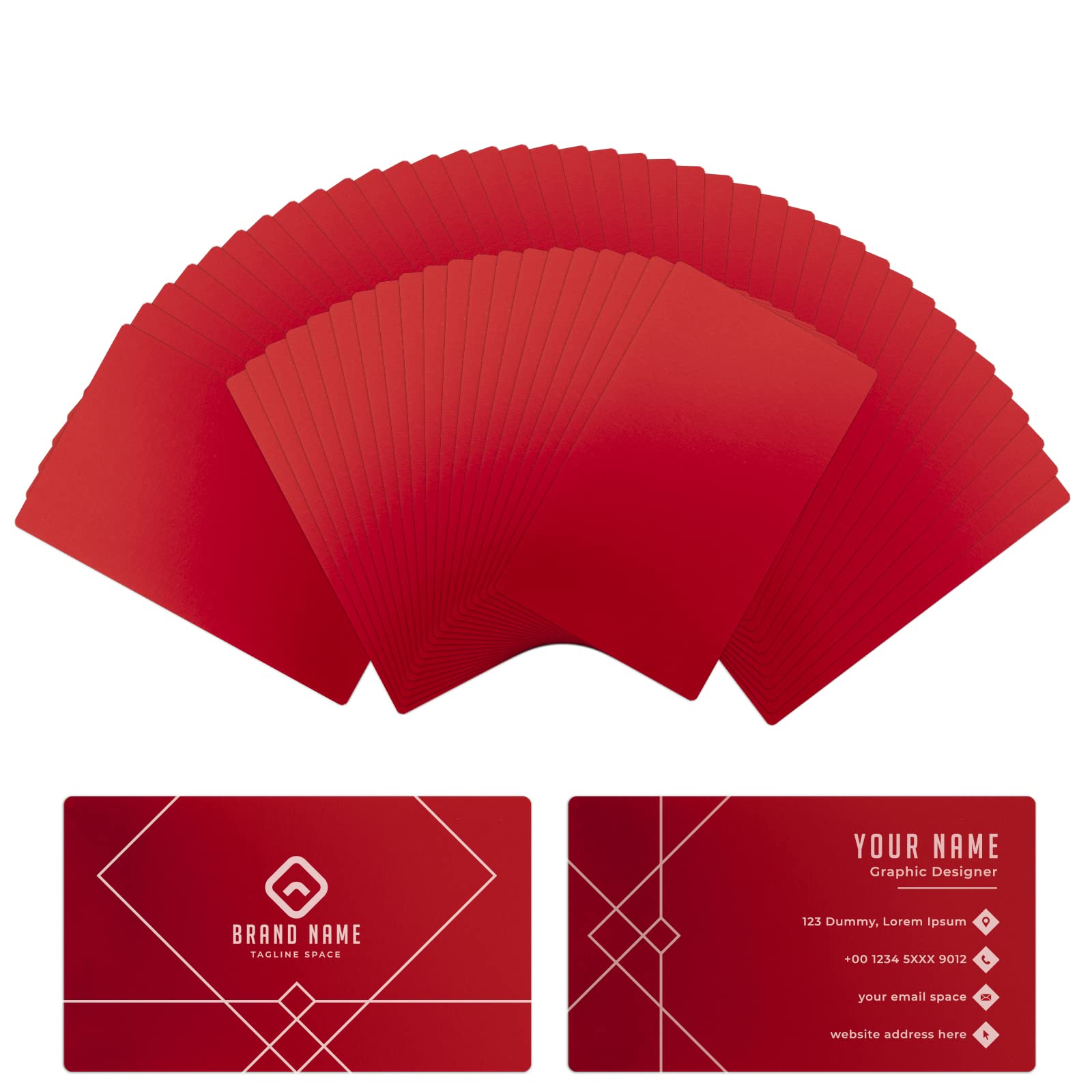 Premium Red Metal Business Cards - 60 PCS Laser Engraved Aluminum Blanks for Sublimation, DIY, Office Name Cards & Gift Cards (3.38