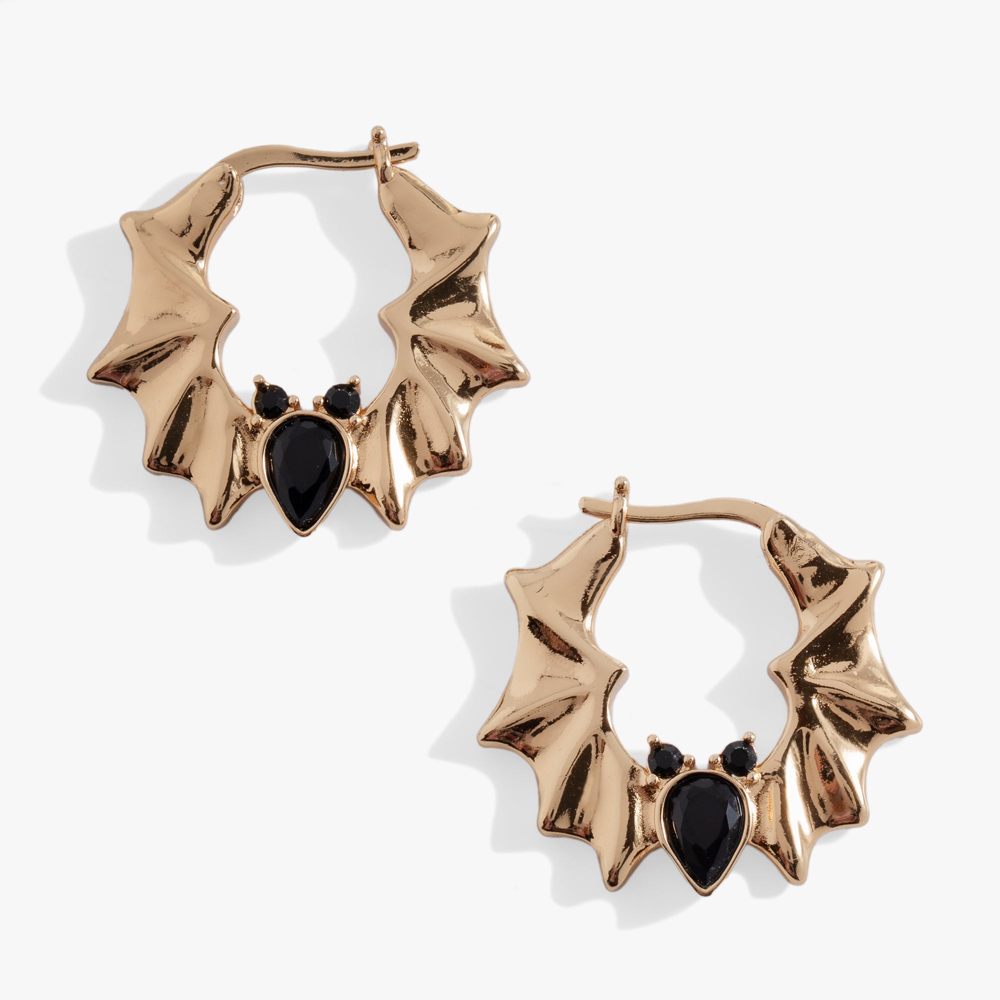 Crystal Bat Hoop Earrings for Women - Gothic Halloween Jewelry, Stainless Steel Dangle Earrings for Costume Parties & Night Out