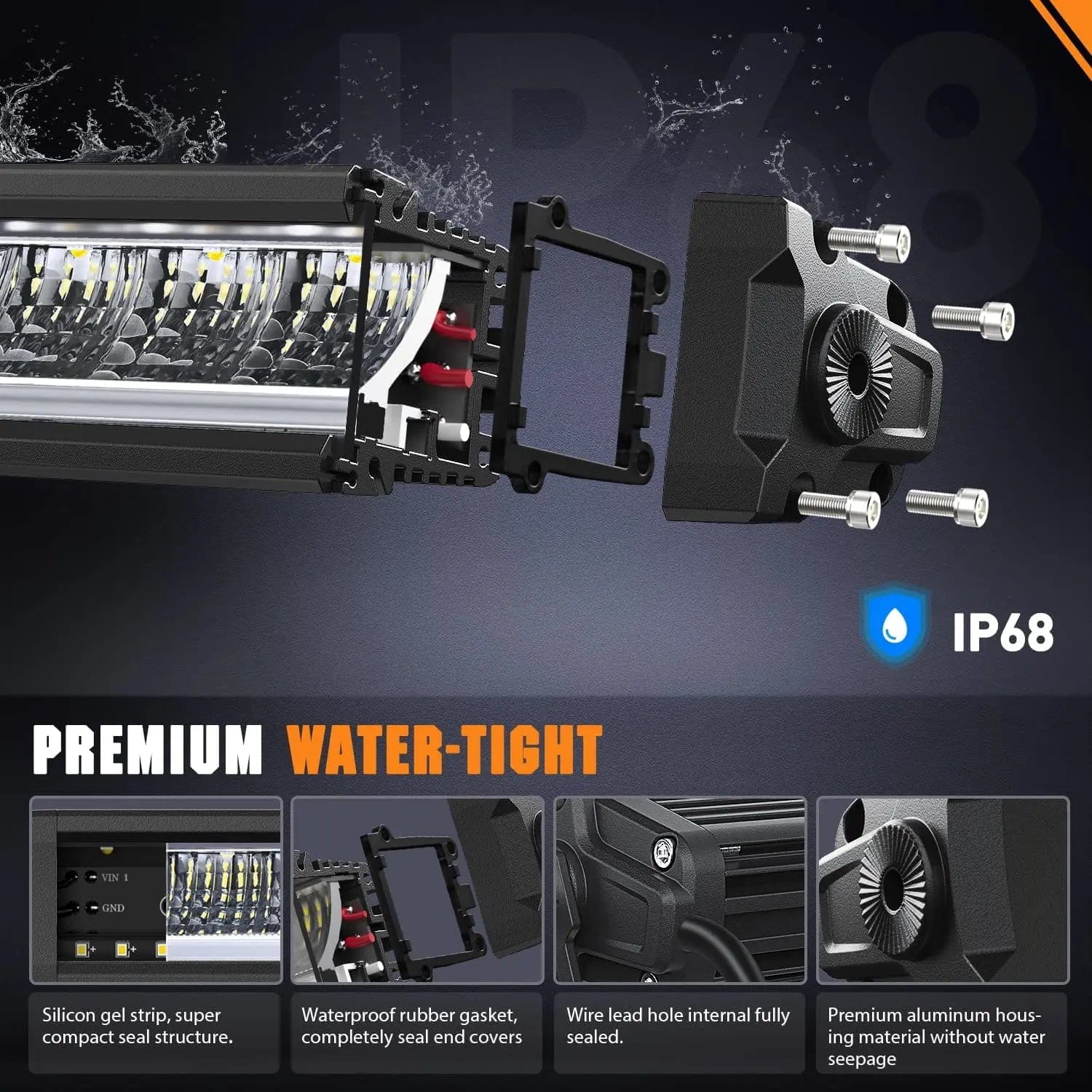 12.2 Inch 45W 4980LM LED Light Bar - Anti Glare Slim Spot Flood Combo (Pair) with 16AWG DT Wire - Perfect for Off-Road Trucks, ATVs, UTVs & Marine Applications