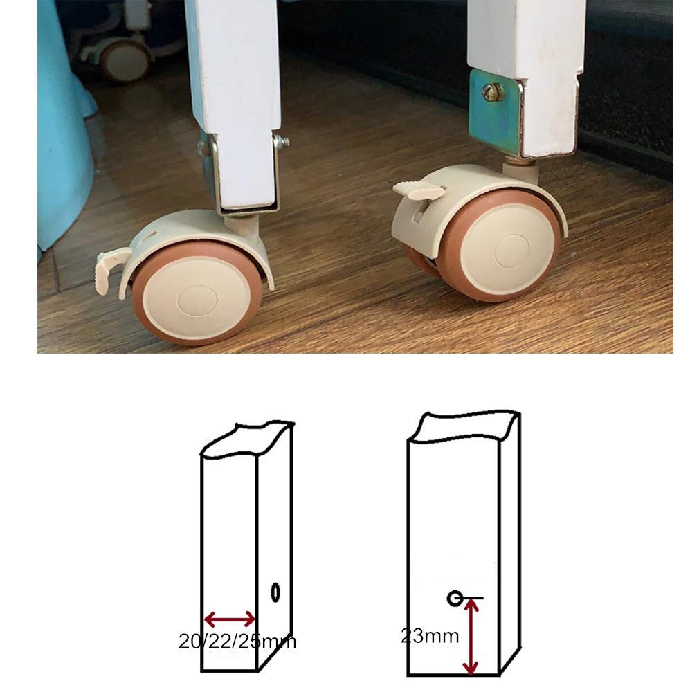 4 x 2 Inch Heavy Duty Rubber Swivel Caster Wheels with Brake - 100kg Load Capacity, Quiet Double Wheel Design, U Bracket Mount - Perfect for Cribs, Furniture, Desks, and Office Chairs (Color: 20mm/0.8 Inches) - Ideal for Nursery, Home Office, and Commercial Use