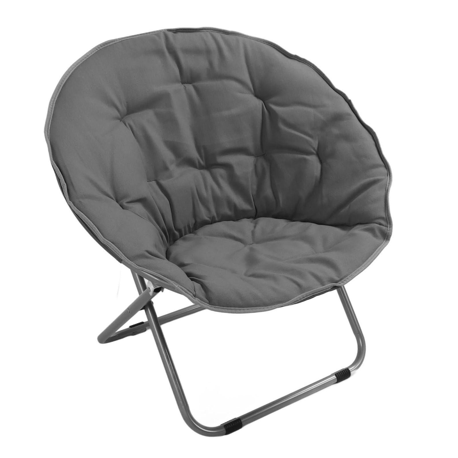 Steel Alloy Folding Chair - Oversized Round Padded Moon Chair with Soft Cushion | Portable & Stable Foldable Chair for Camping, Beach, Picnic, Outdoor Relaxation, Patio Lounging & Backyard Gatherings