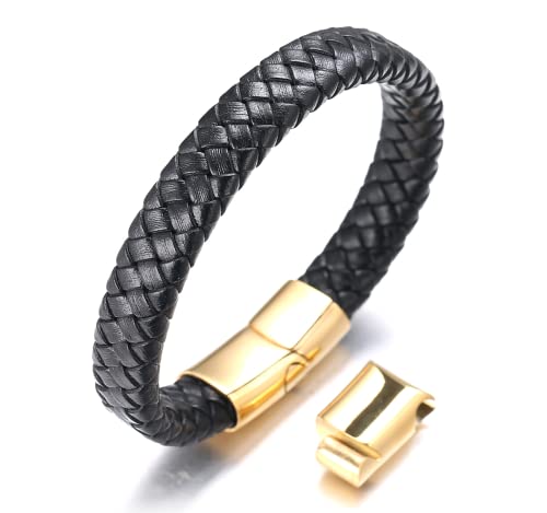 Black Leather Gold Clasp 21.5-23cm