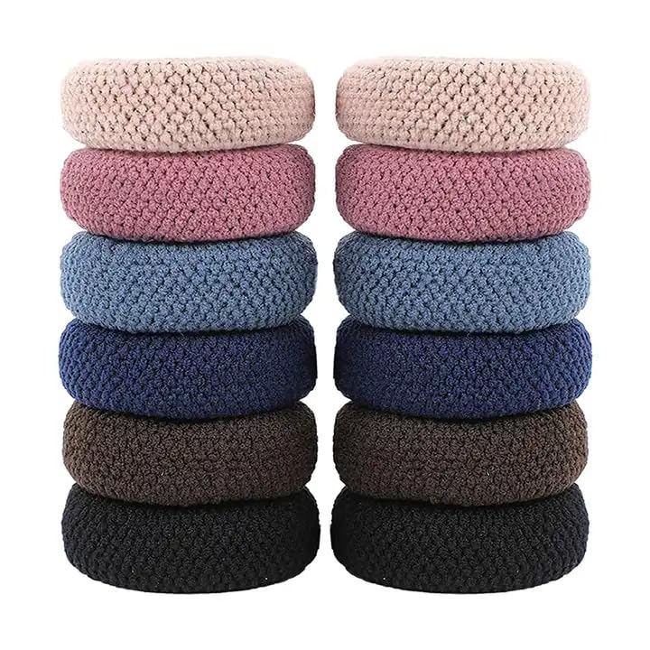 GITGRNTH 6-Pack Thick Seamless Hair Ties for Women & Girls - Soft No Break No Damage Hair Bands for All Hair Types - Ponytail Holders & Hair Accessories (Assorted Colors) - Perfect for Workouts, Yoga, Sports & Everyday Use