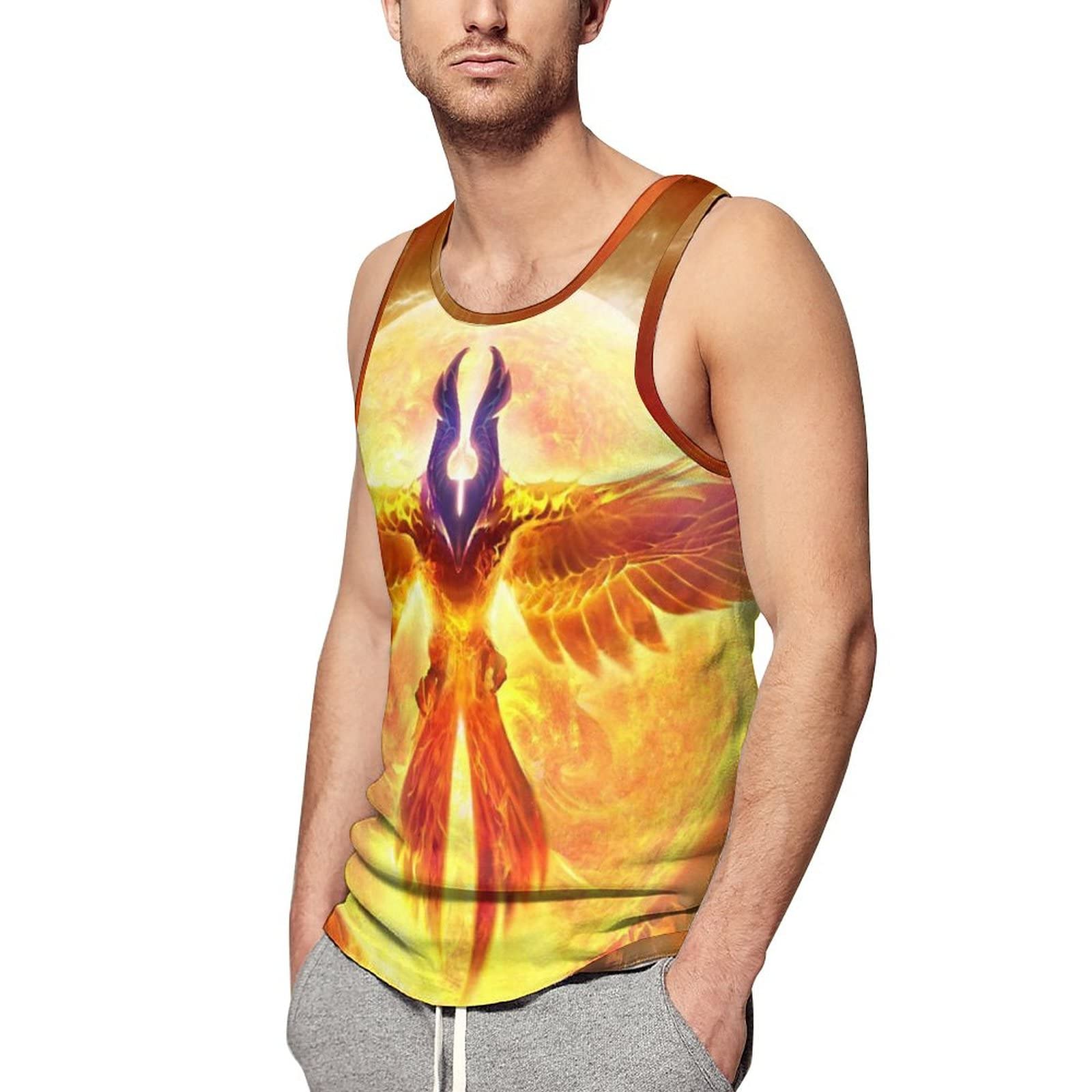 Sun Fire Phoenix Men's Workout Tank Top - Breathable Gym Muscle Vest for Summer, Beach & Casual Wear - Sleeveless Athletic Tee Shirt for Running, Training & Outdoor Activities