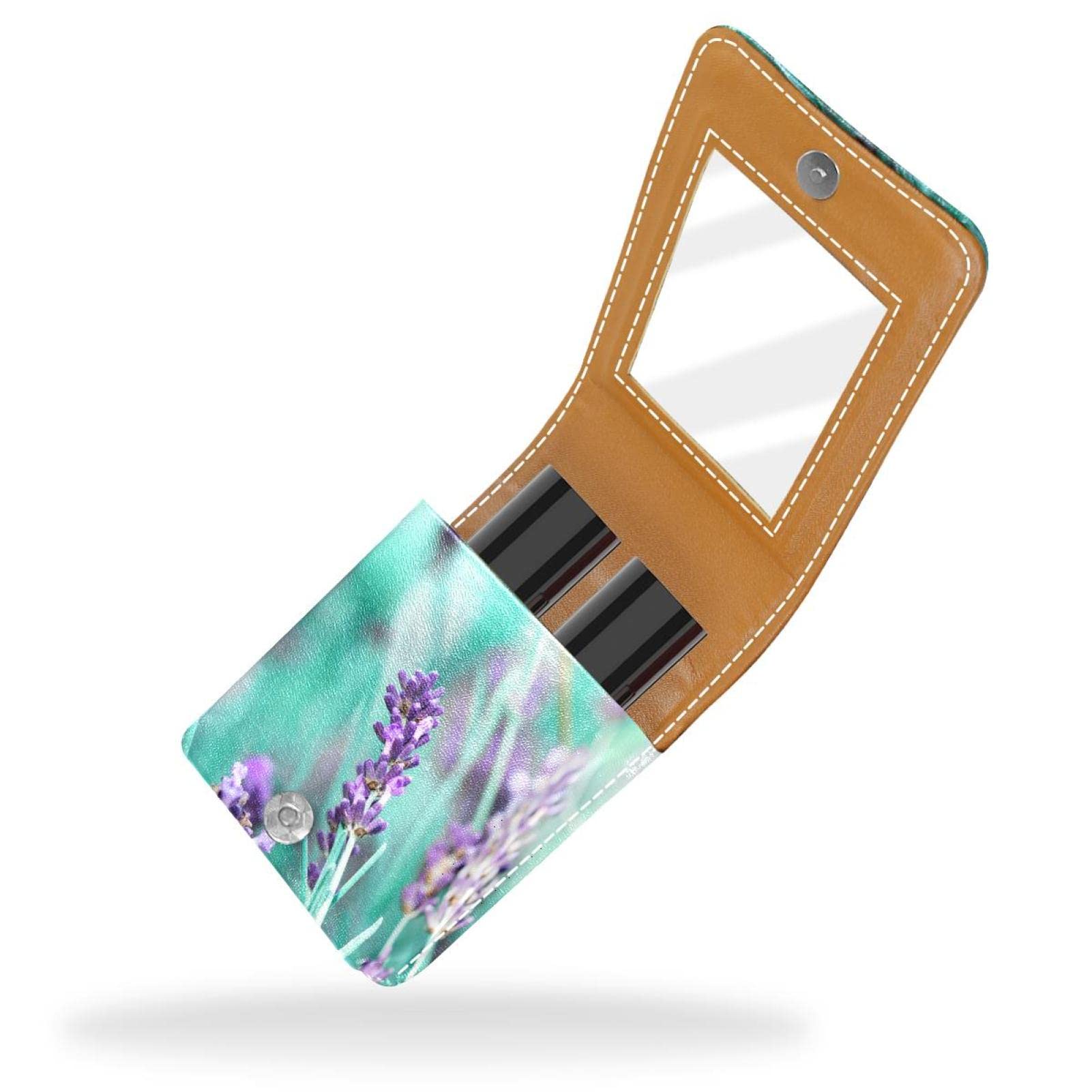 Personalized Lipstick Case - Portable Makeup Bag & Cosmetic Pouch Organizer with Lavender Purple Flower Design | Perfect for Travel, Gift & Daily Makeup Storage