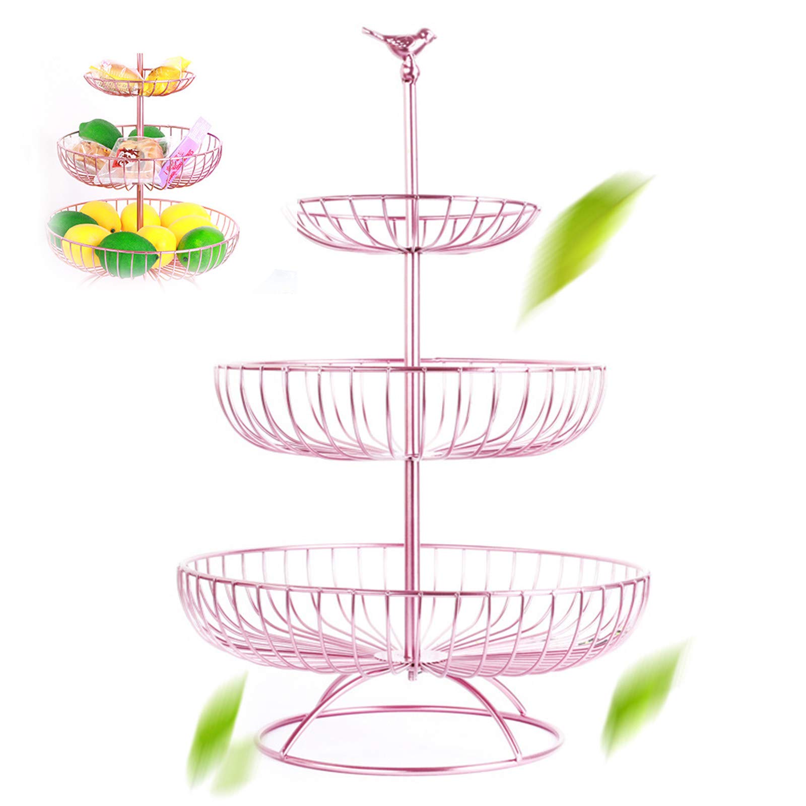 3 Tier Fruit and Vegetable Basket for Kitchen Counter, Detachable Bread Storage Organizer, Perfect for Living Room, Dining Room, and Pantry Organization