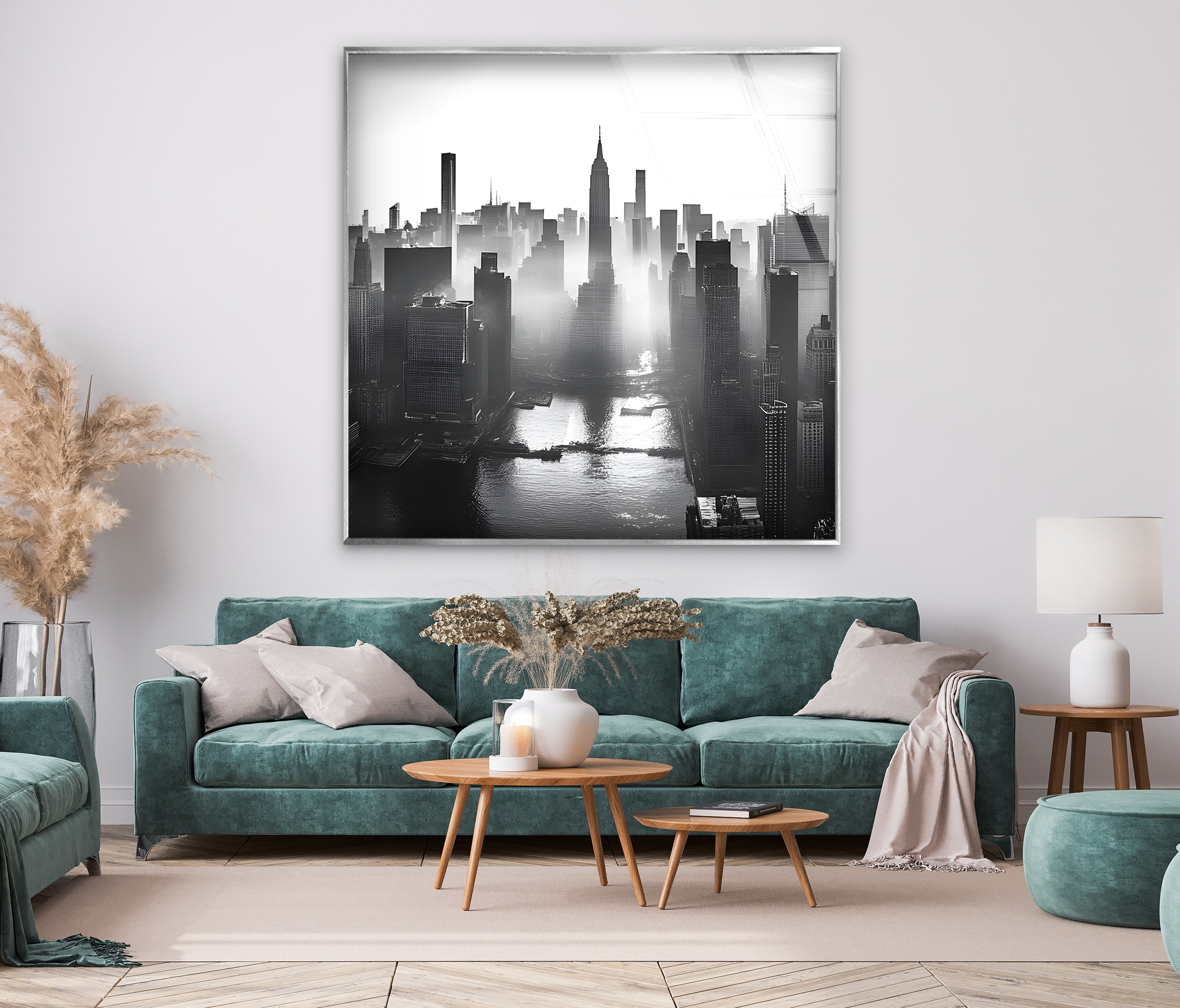 Black and White New York City Skyline Wall Art - Modern Glass Canvas Print for Home & Office Decor | Perfect for Living Room, Bedroom, or Workspace