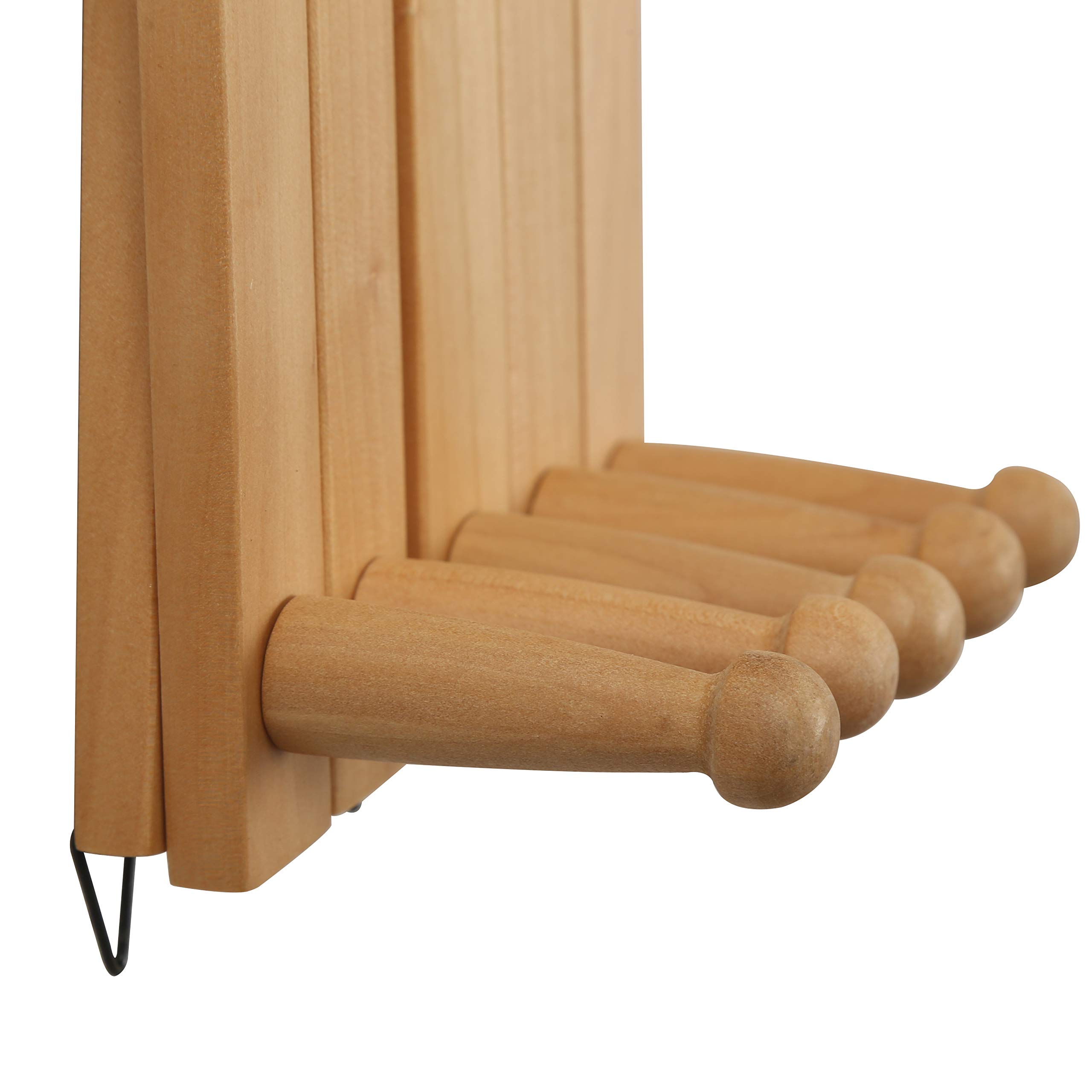 Expandable Wooden Coat & Hat Rack - 16 Peg Hooks, Natural (2 Pack) - Perfect for Entryway & Bedroom Organization