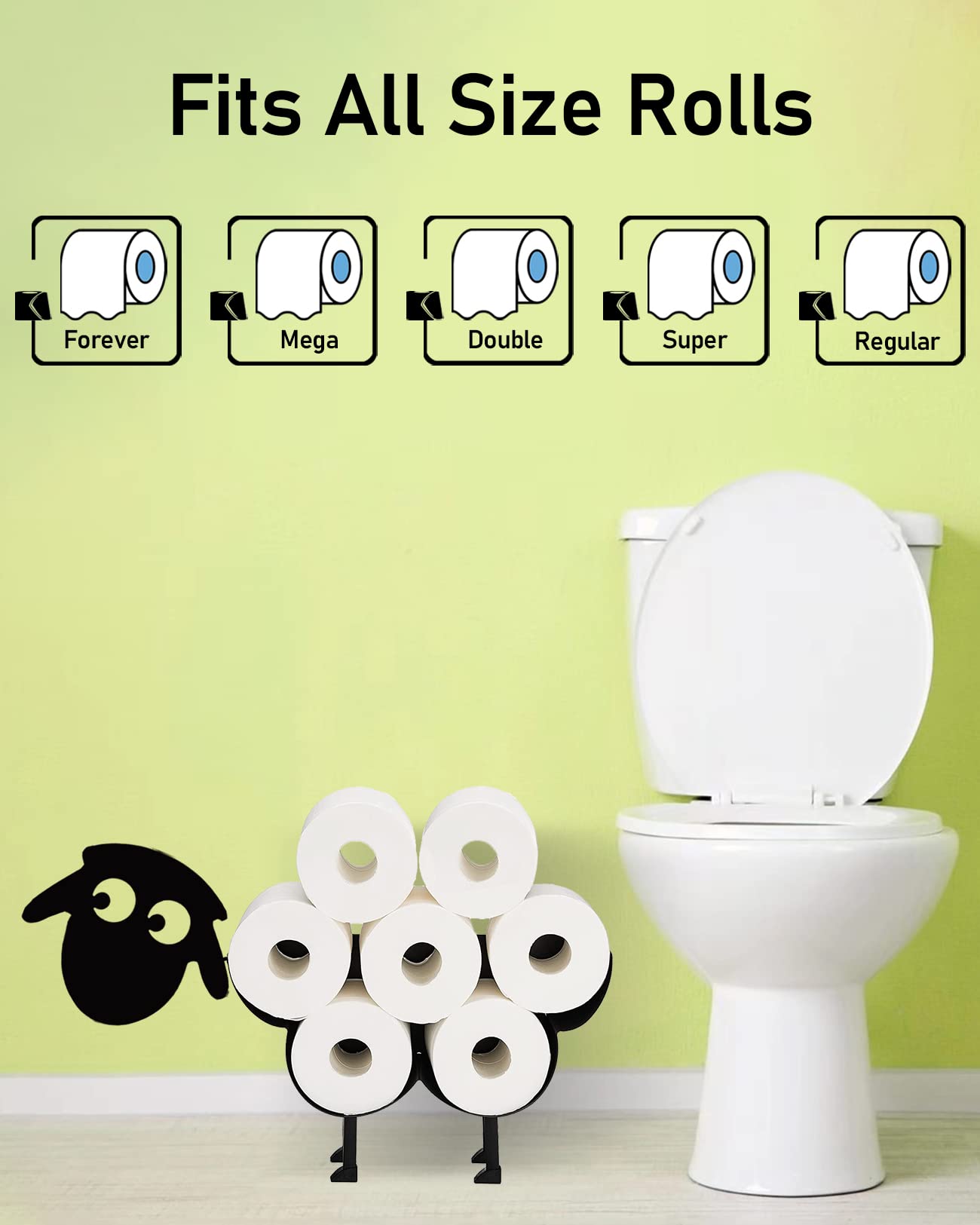 Funny Black Sheep Wall-Mounted Toilet Paper Holder - Metal Animal Decor Storage for 8 Rolls | Bathroom, Farmhouse & Rustic Home Decor Accessory