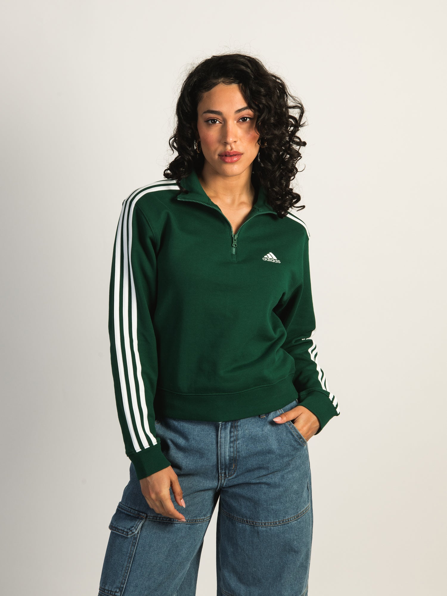 Adidas 3 Stripes Quarter Zip Sweater for Men - Comfortable Pullover Fleece Top for Casual Wear, Gym & Outdoor Activities