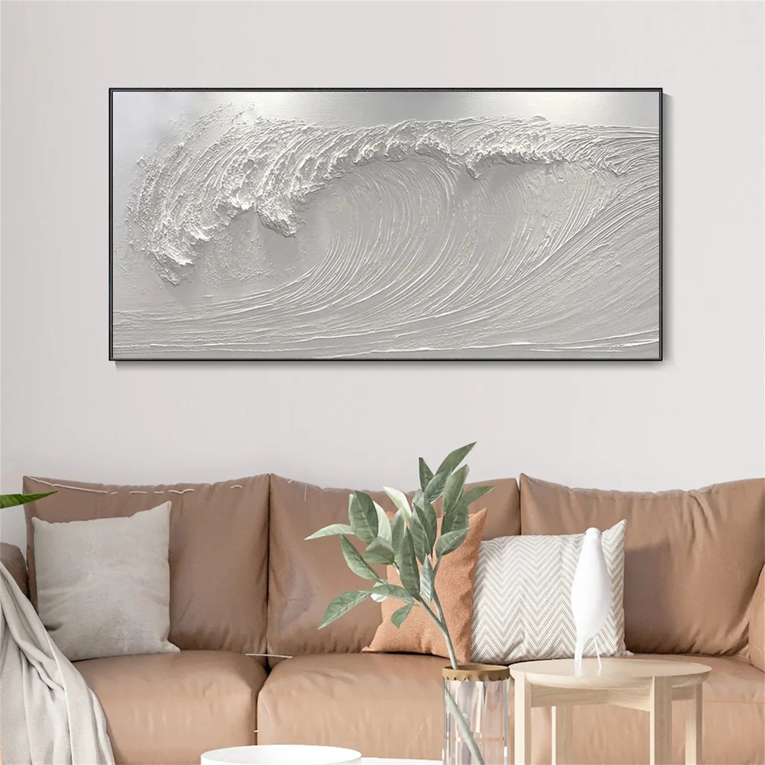 White Minimalist Textured Painting Canvas #MM270 - Premium Abstract Wall Art for Modern Home & Office Decor