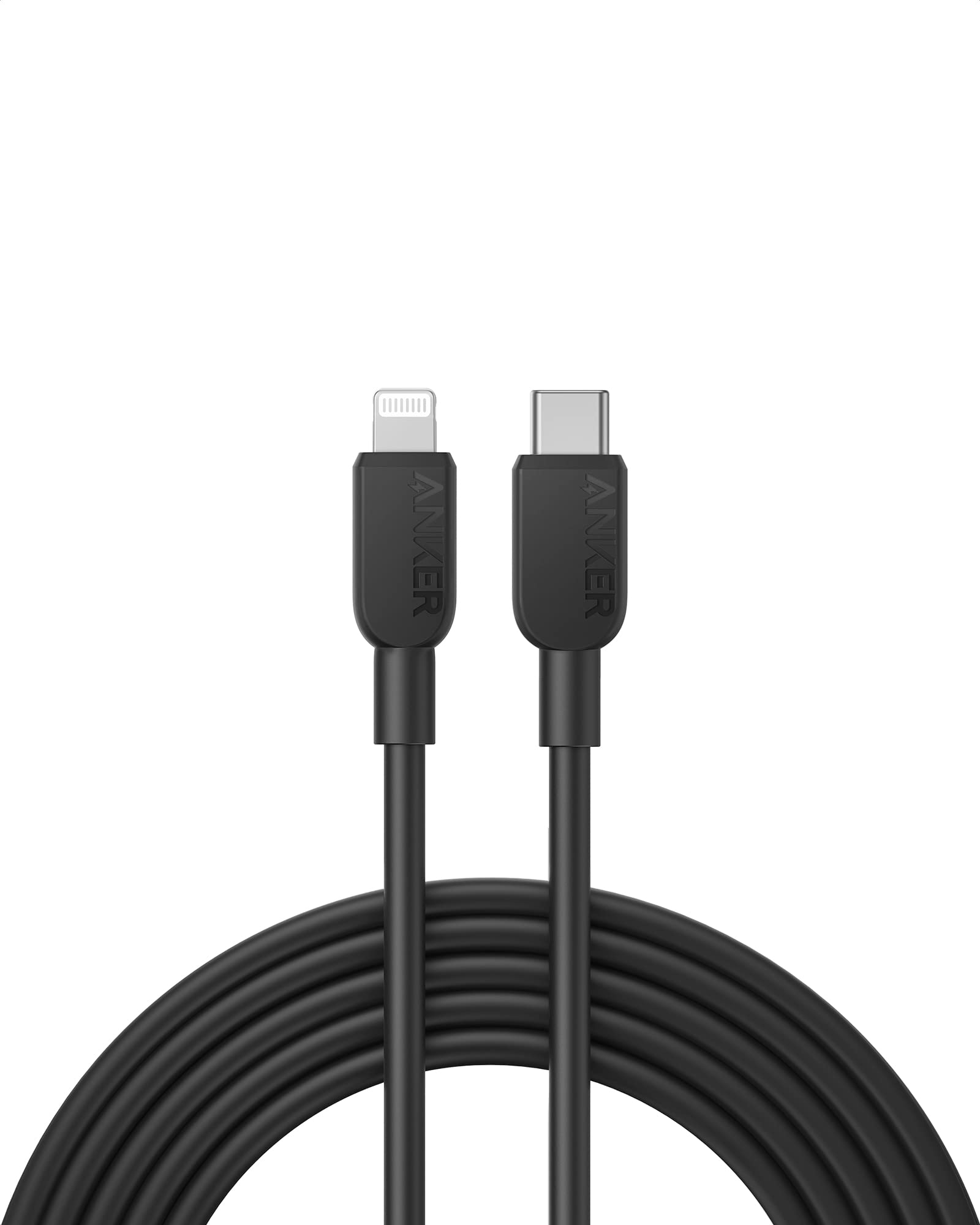 Anker MFi Certified USB C to Lightning Cable 10ft - Fast Charging Cable for iPhone 14/13/12/11/X/XR/XS - Durable Nylon Braided Cable for Home, Office & Travel (Black, Charger Not Included)